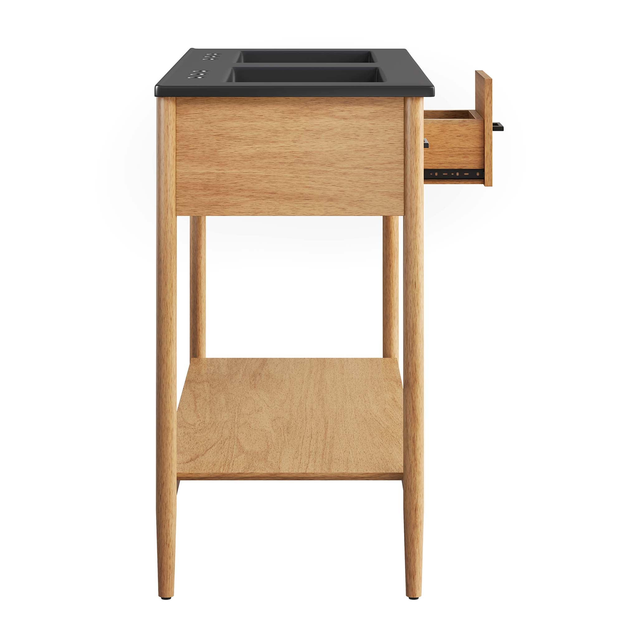 Zaire 48" Double Sink Bathroom Vanity, Natural Black