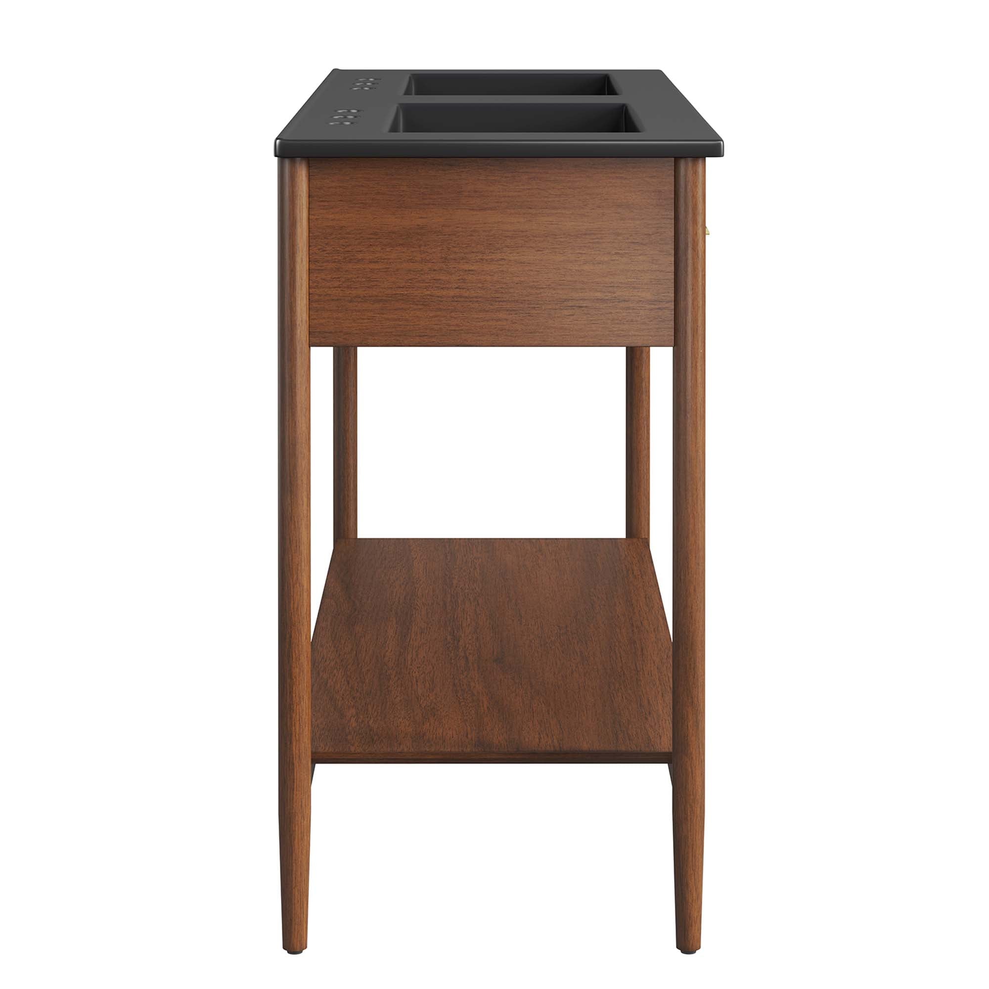 Zaire 48" Double Sink Bathroom Vanity, Walnut Black