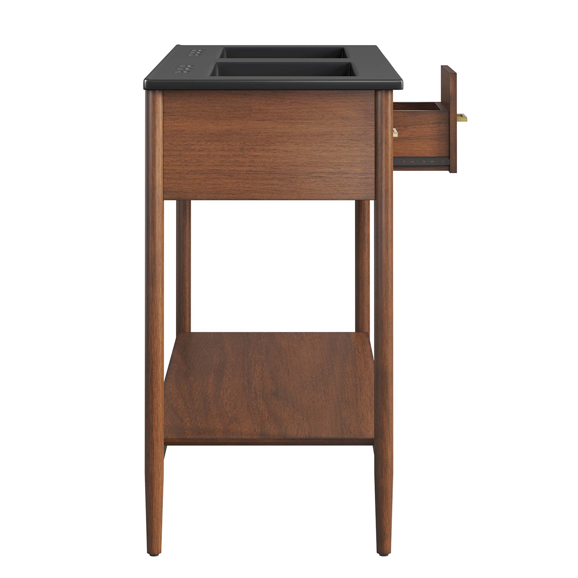 Zaire 48" Double Sink Bathroom Vanity, Walnut Black