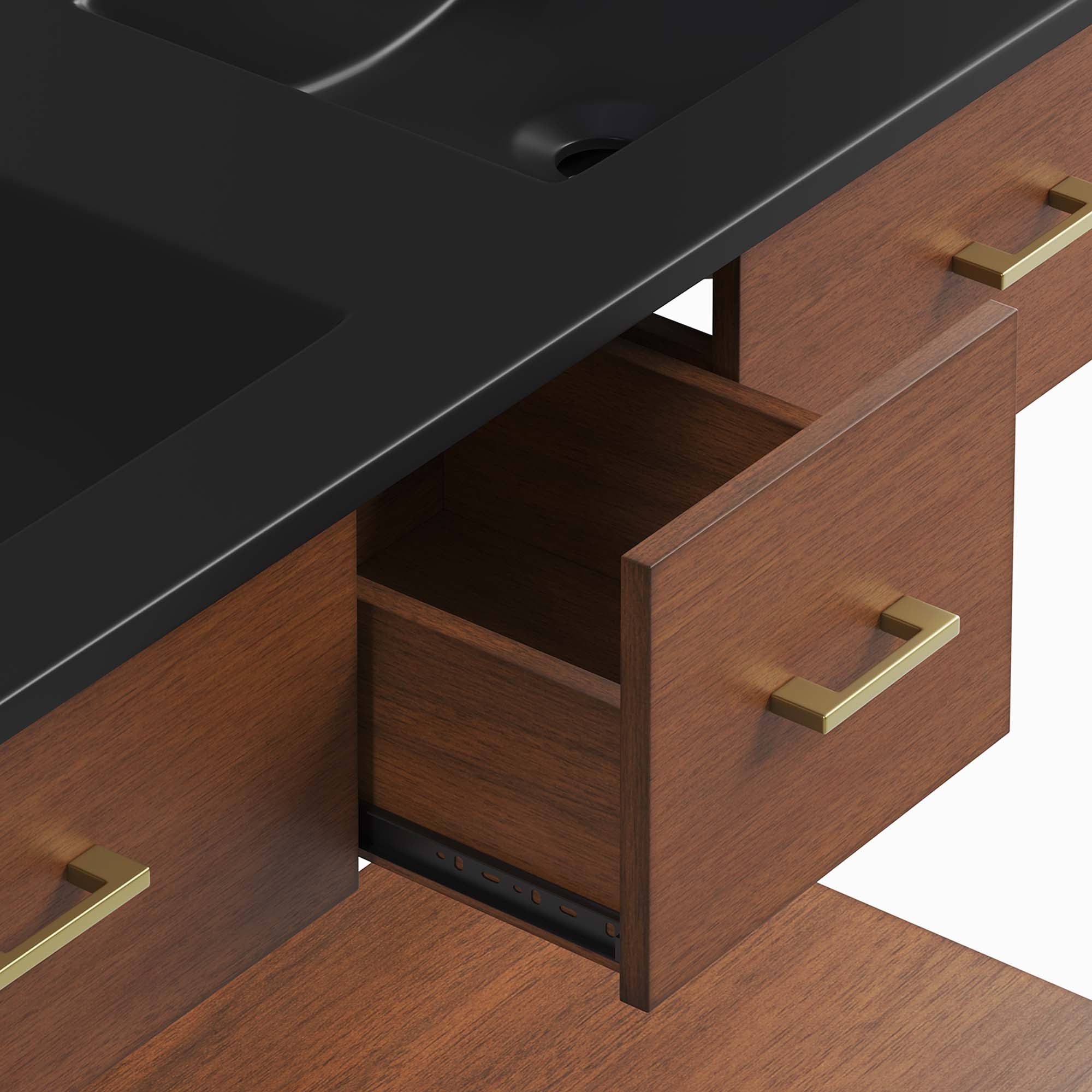 Zaire 48" Double Sink Bathroom Vanity, Walnut Black
