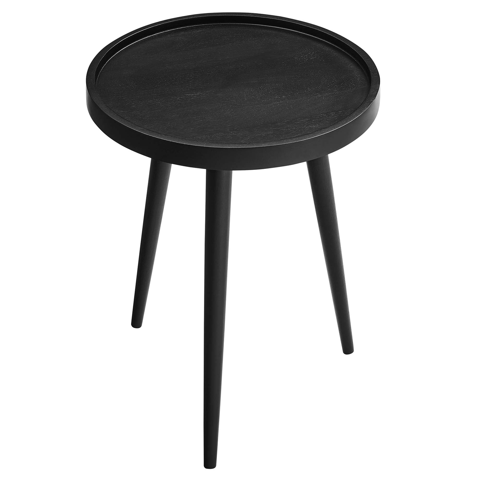 Chiro Round Wood Side Table, Black