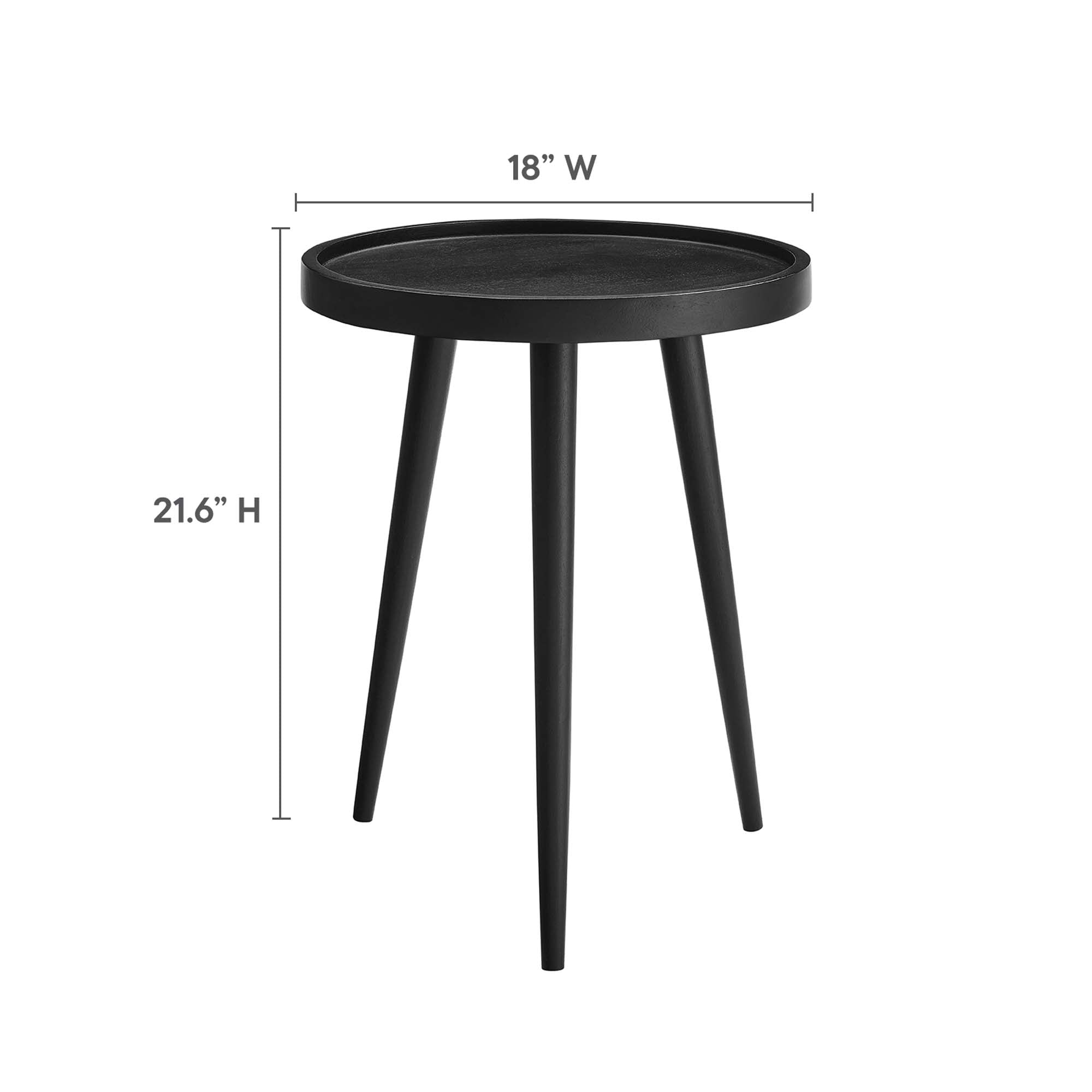 Chiro Round Wood Side Table, Black