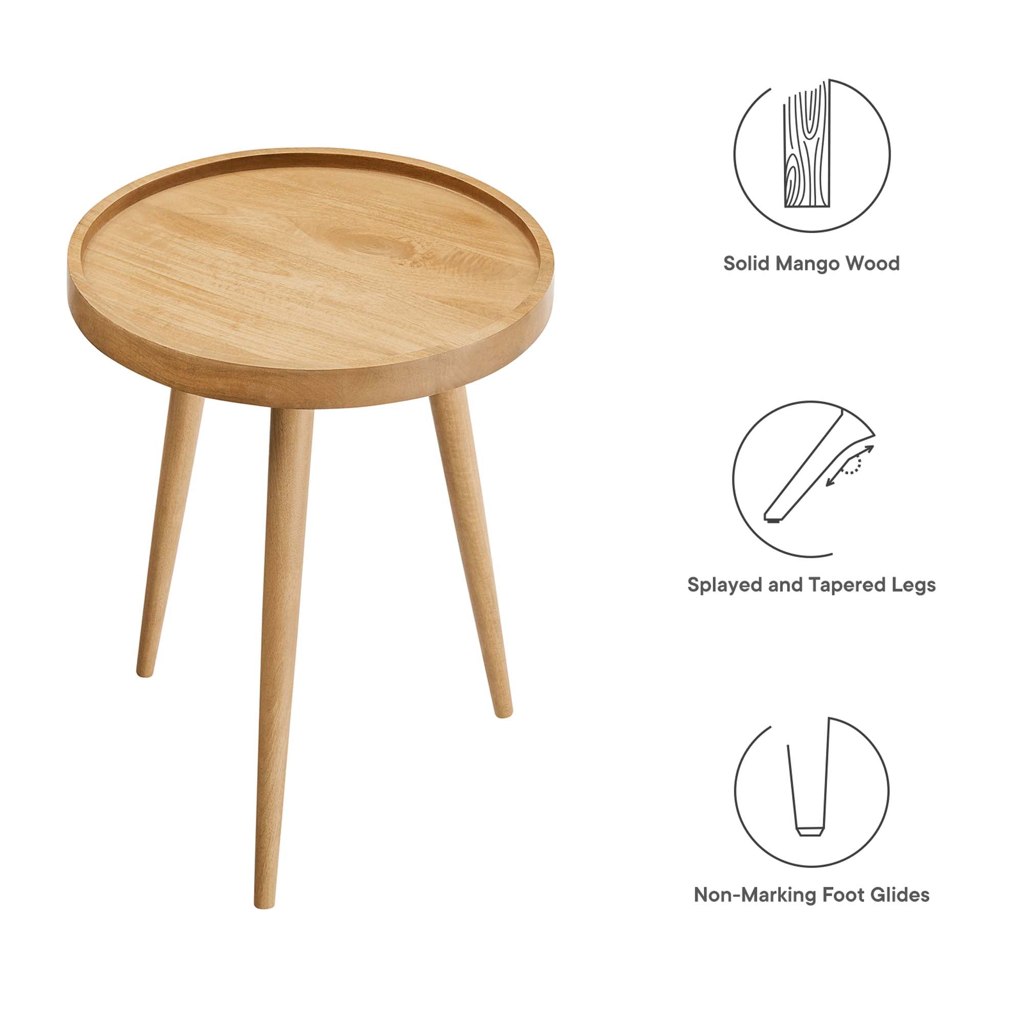 Chiro Round Wood Side Table, Natural