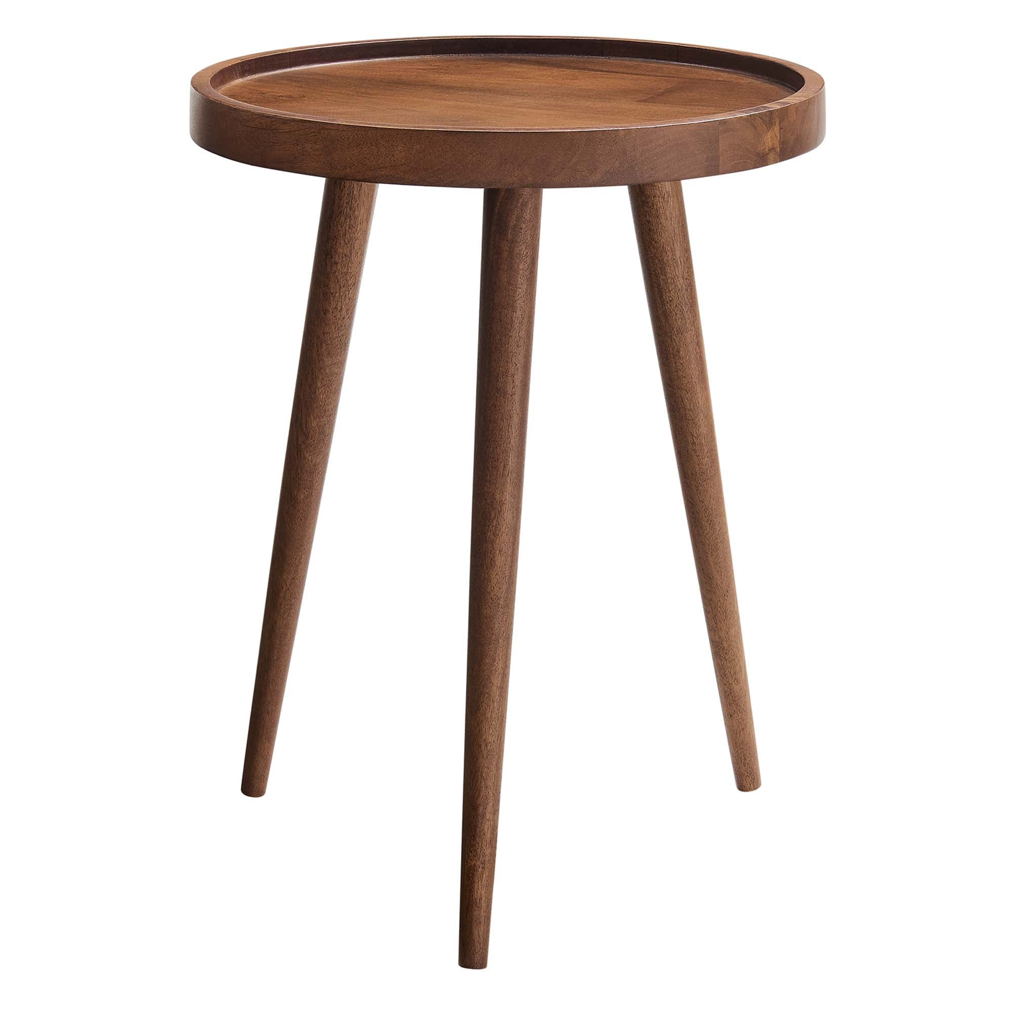 Chiro Round Wood Side Table, Walnut