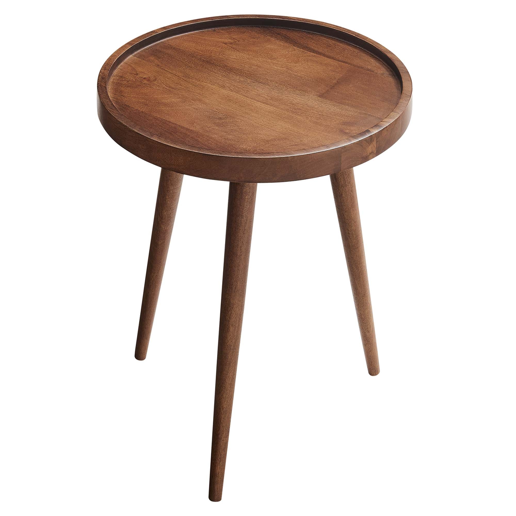 Chiro Round Wood Side Table, Walnut