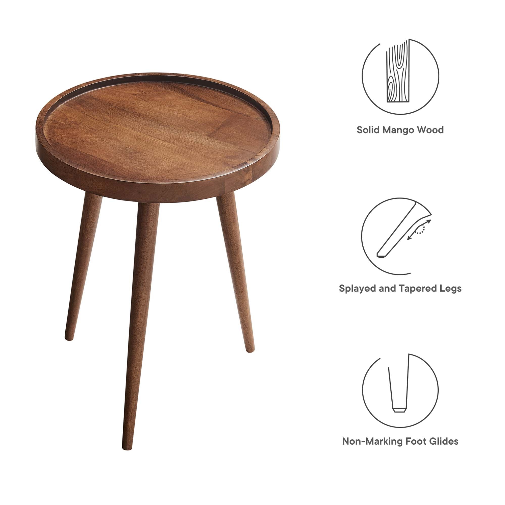 Chiro Round Wood Side Table, Walnut