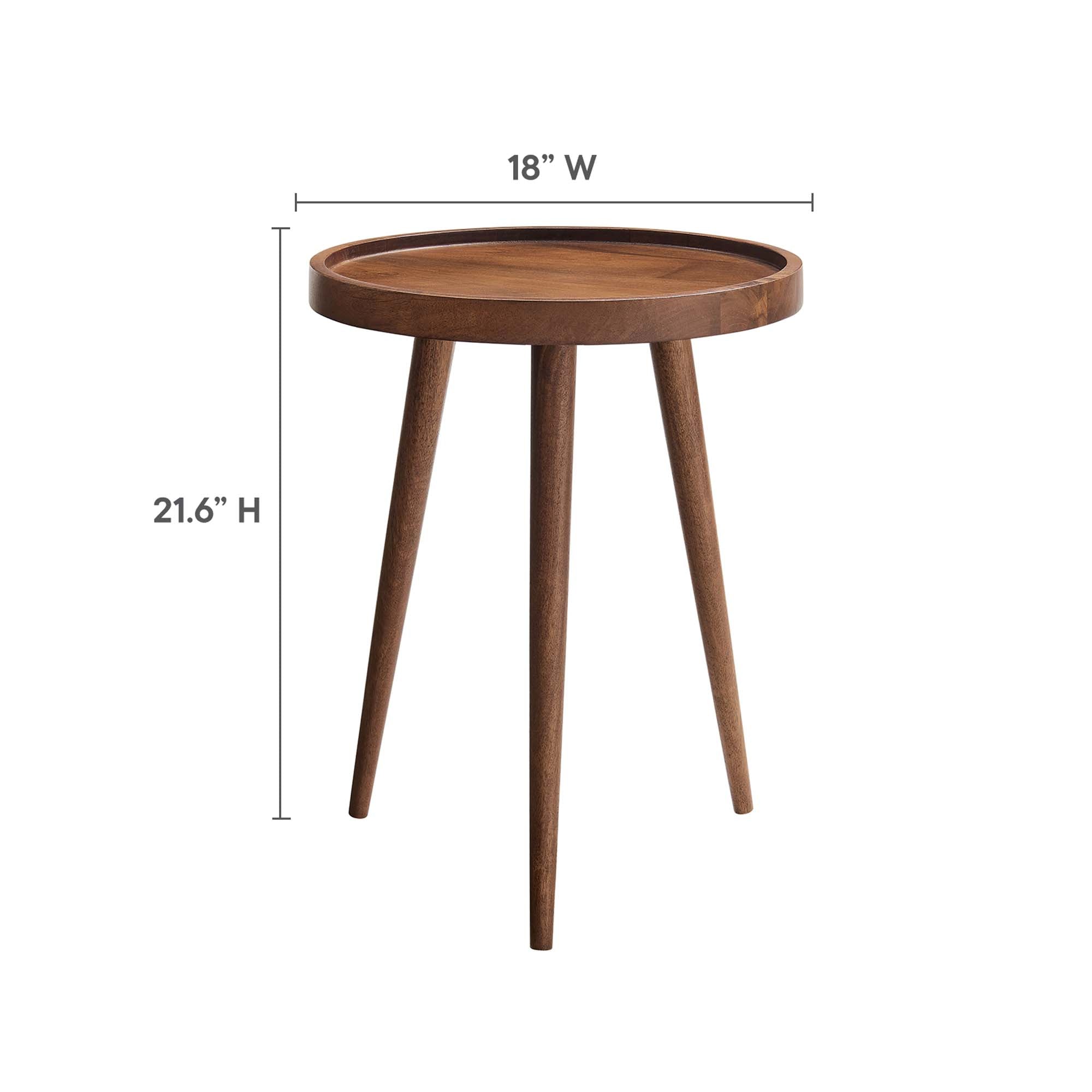 Chiro Round Wood Side Table, Walnut