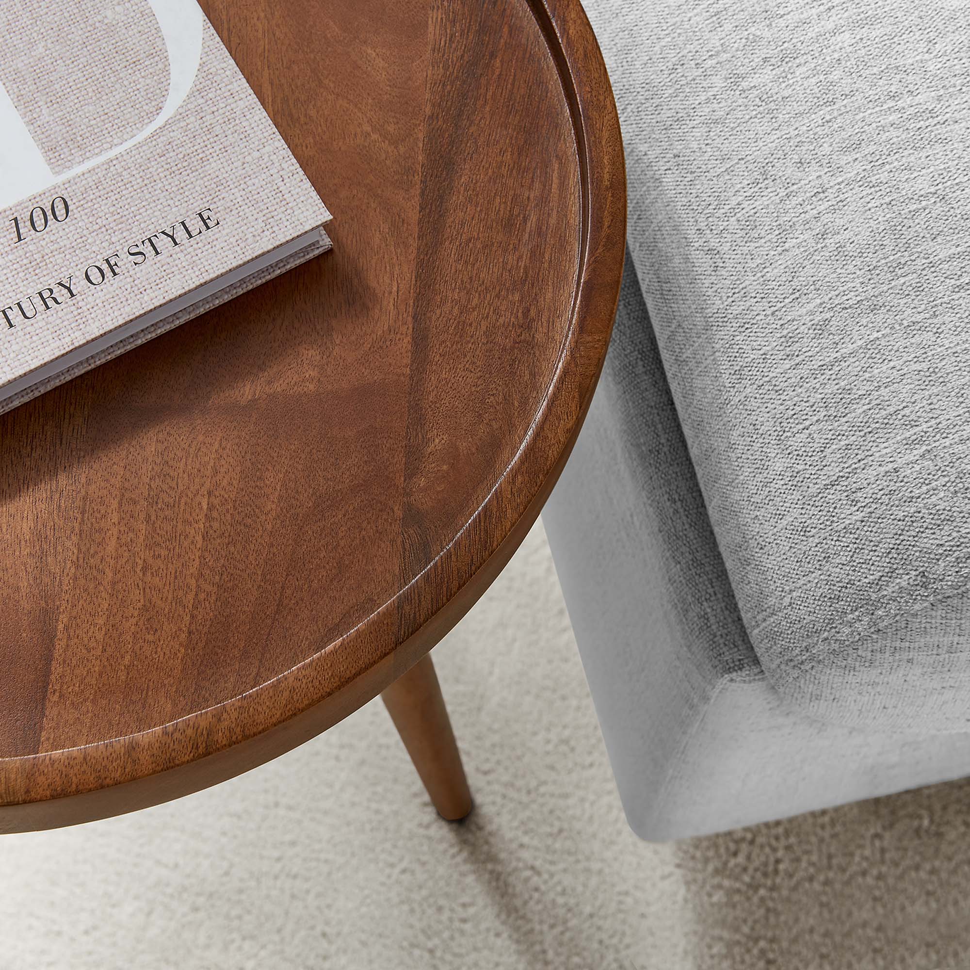 Chiro Round Wood Side Table, Walnut