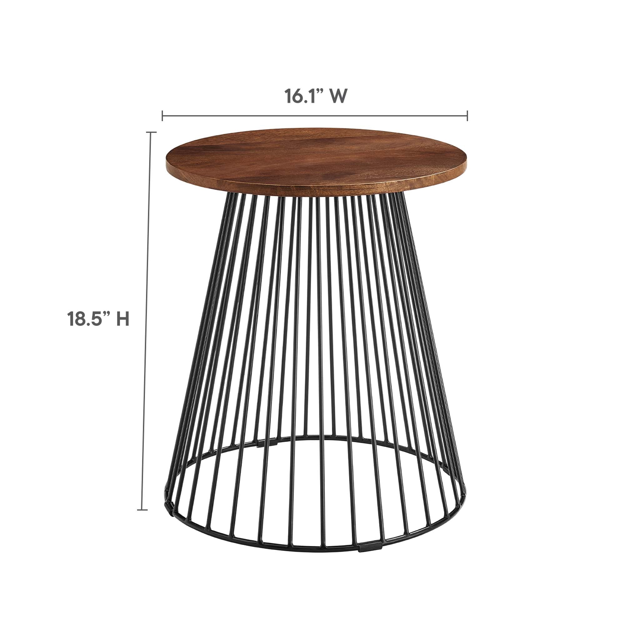 Valeo Round Wood and Metal Side Table, Walnut