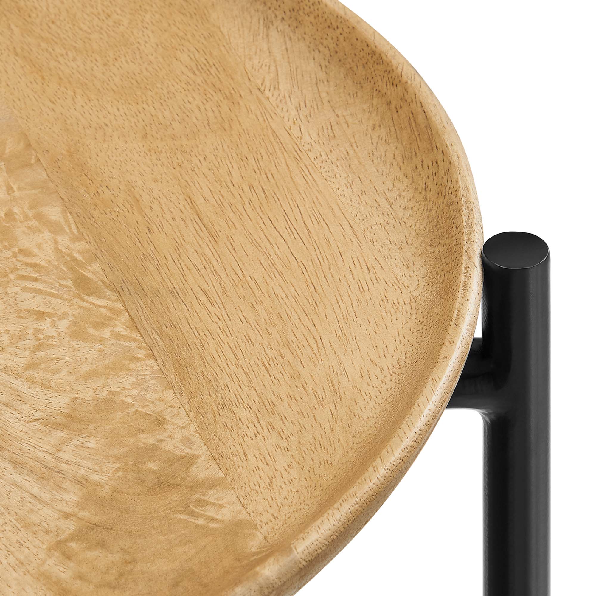 Xilo Round Wood and Metal Side Table, Oak