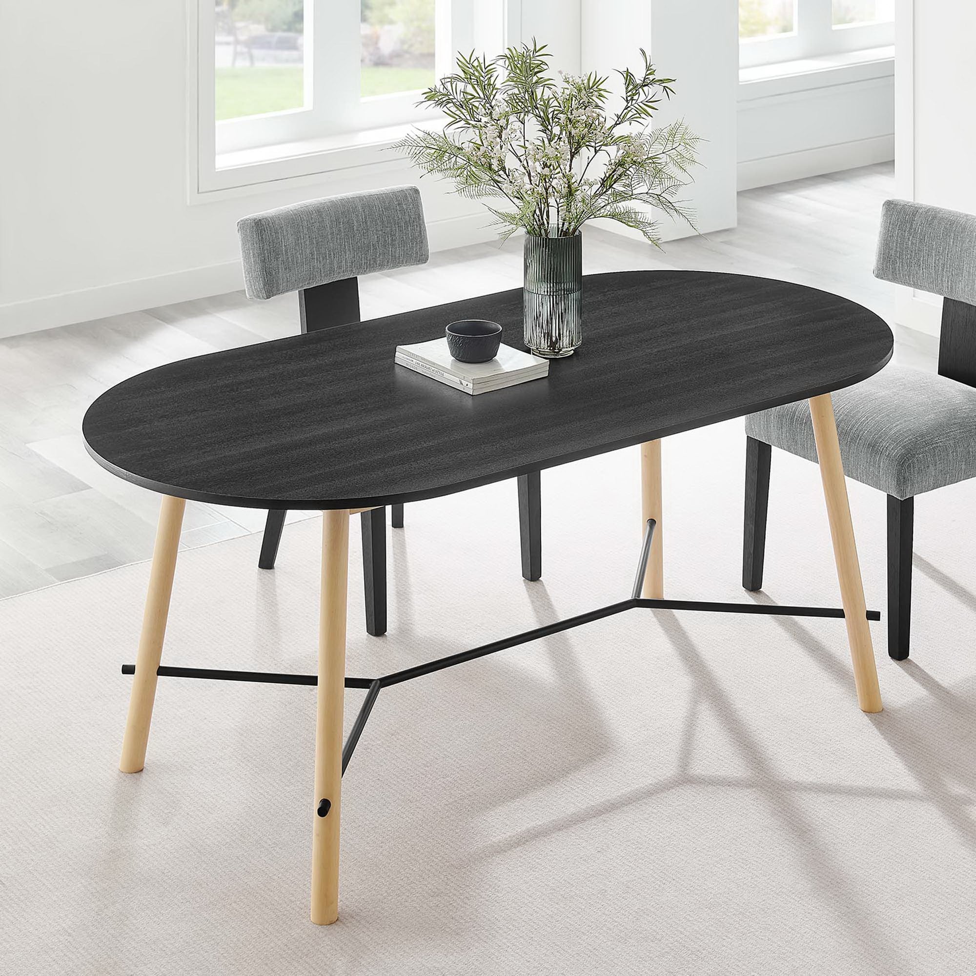 Infuse 71" Wood Grain Dining Table, Black Oak