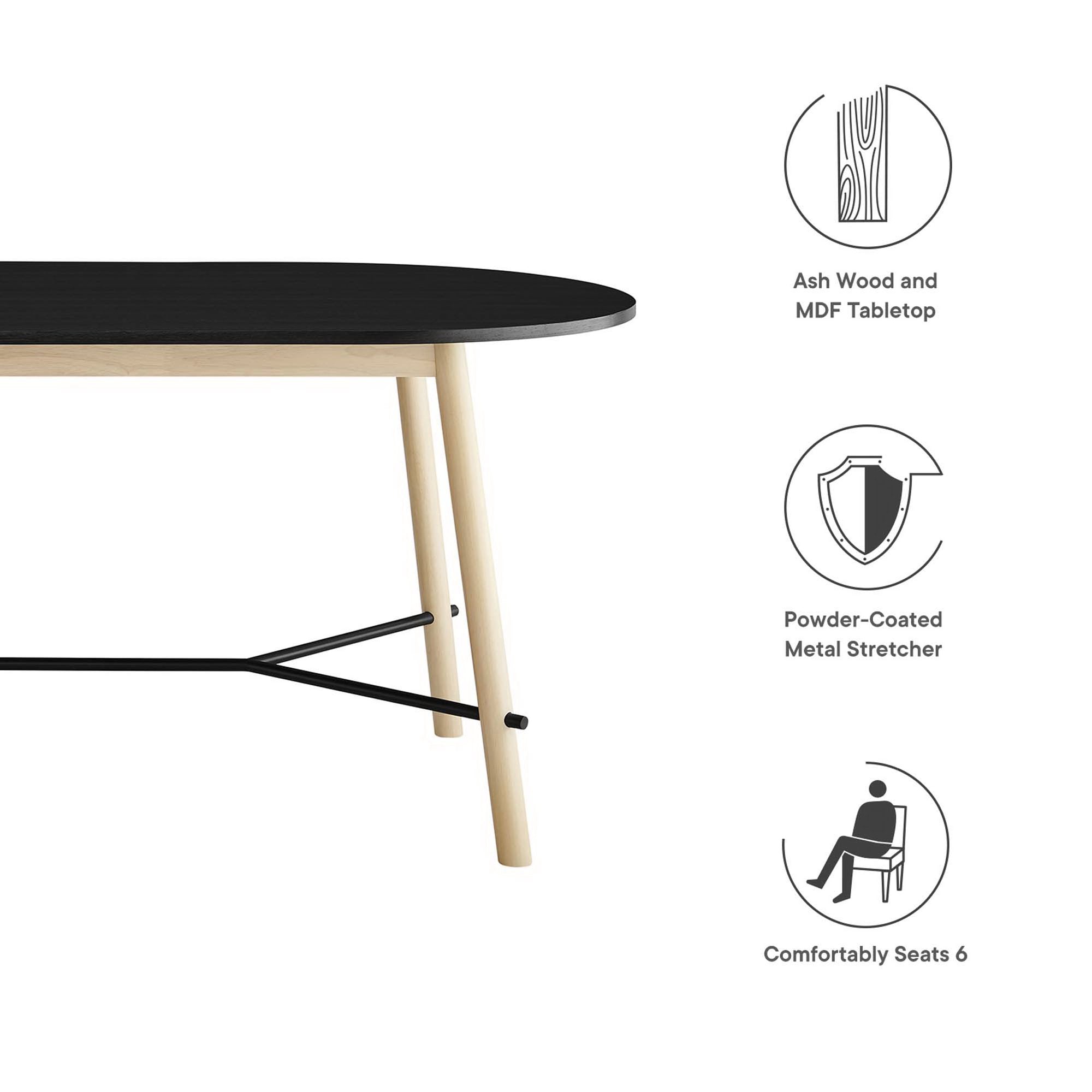Infuse 71" Wood Grain Dining Table, Black Oak