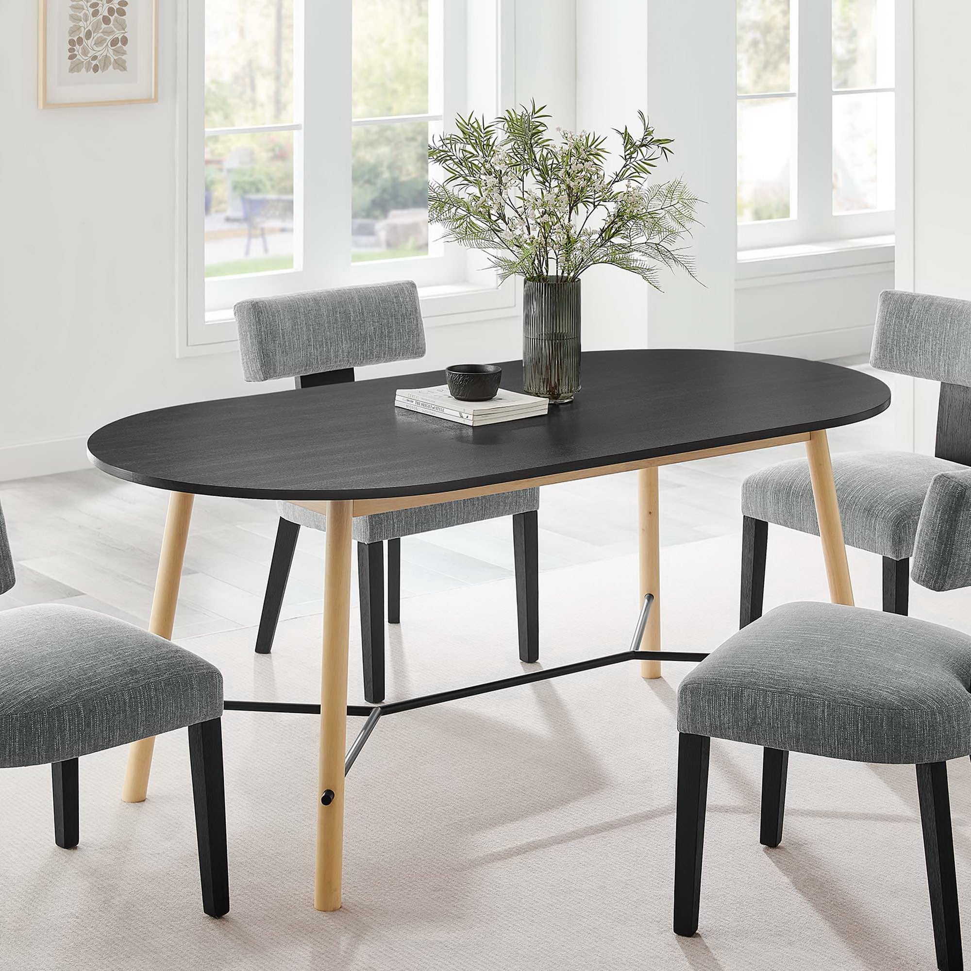 Infuse 71" Wood Grain Dining Table, Black Oak