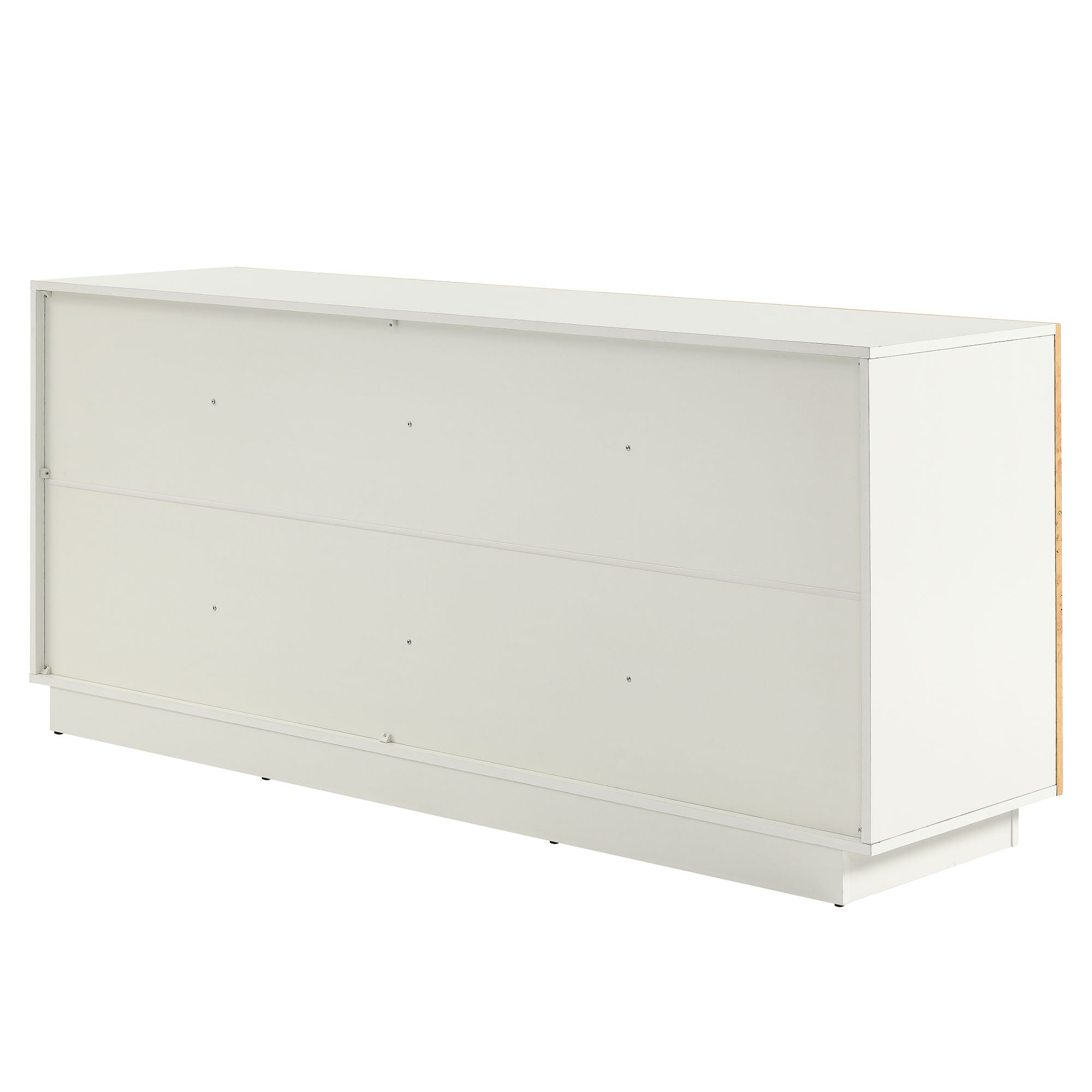 Abel 69 Inch Burl Wood Sideboard Buffet TV Stand, White Bleached Burl