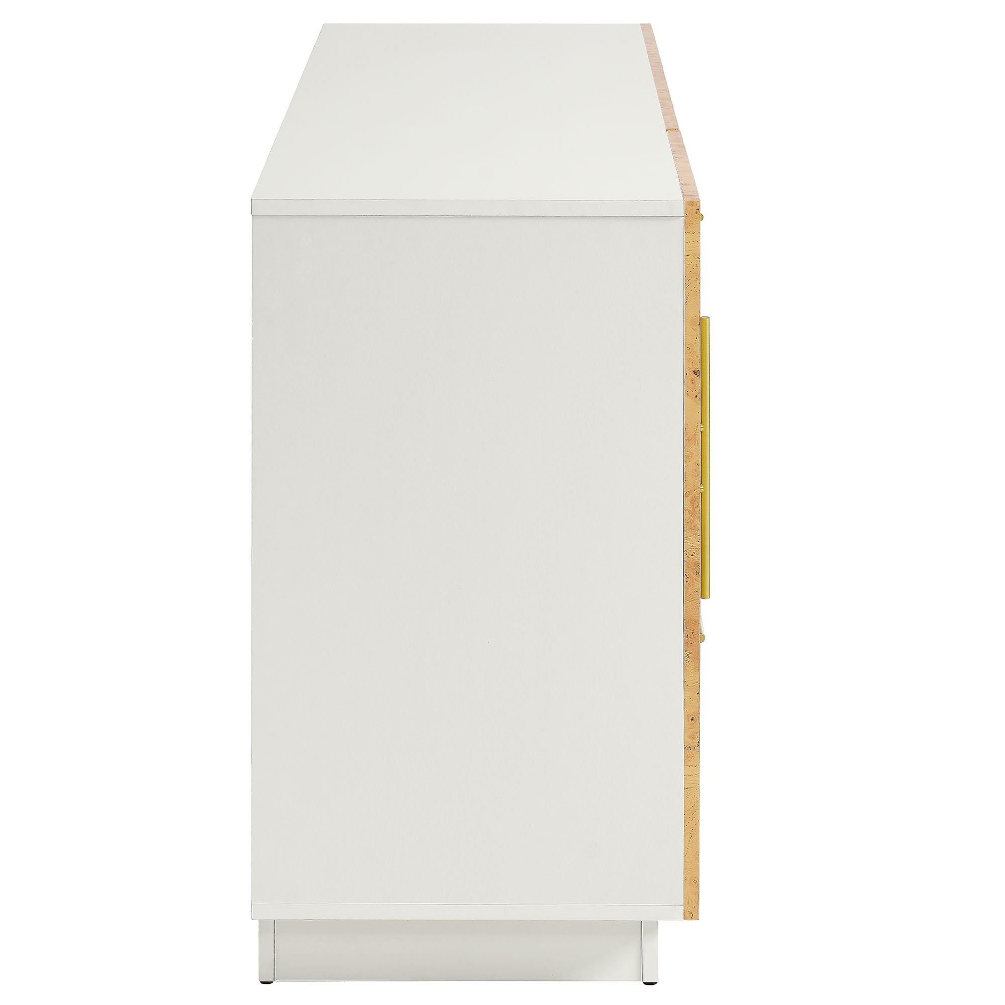 Abel 59 Inch Burl Wood Sideboard Buffet TV Stand, White Bleached Burl