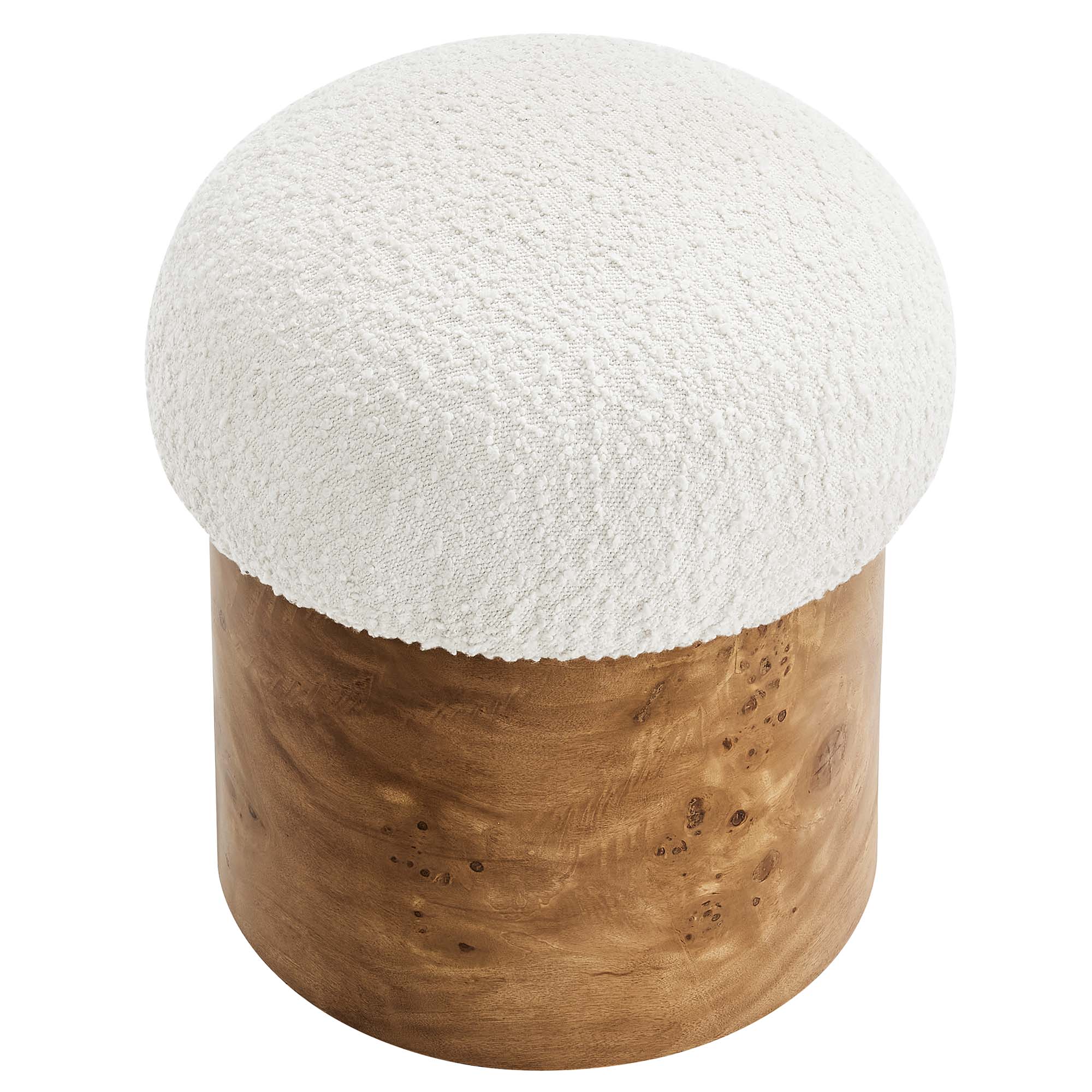 Breeze Boucle Upholstered Ottoman, Ivory Burl