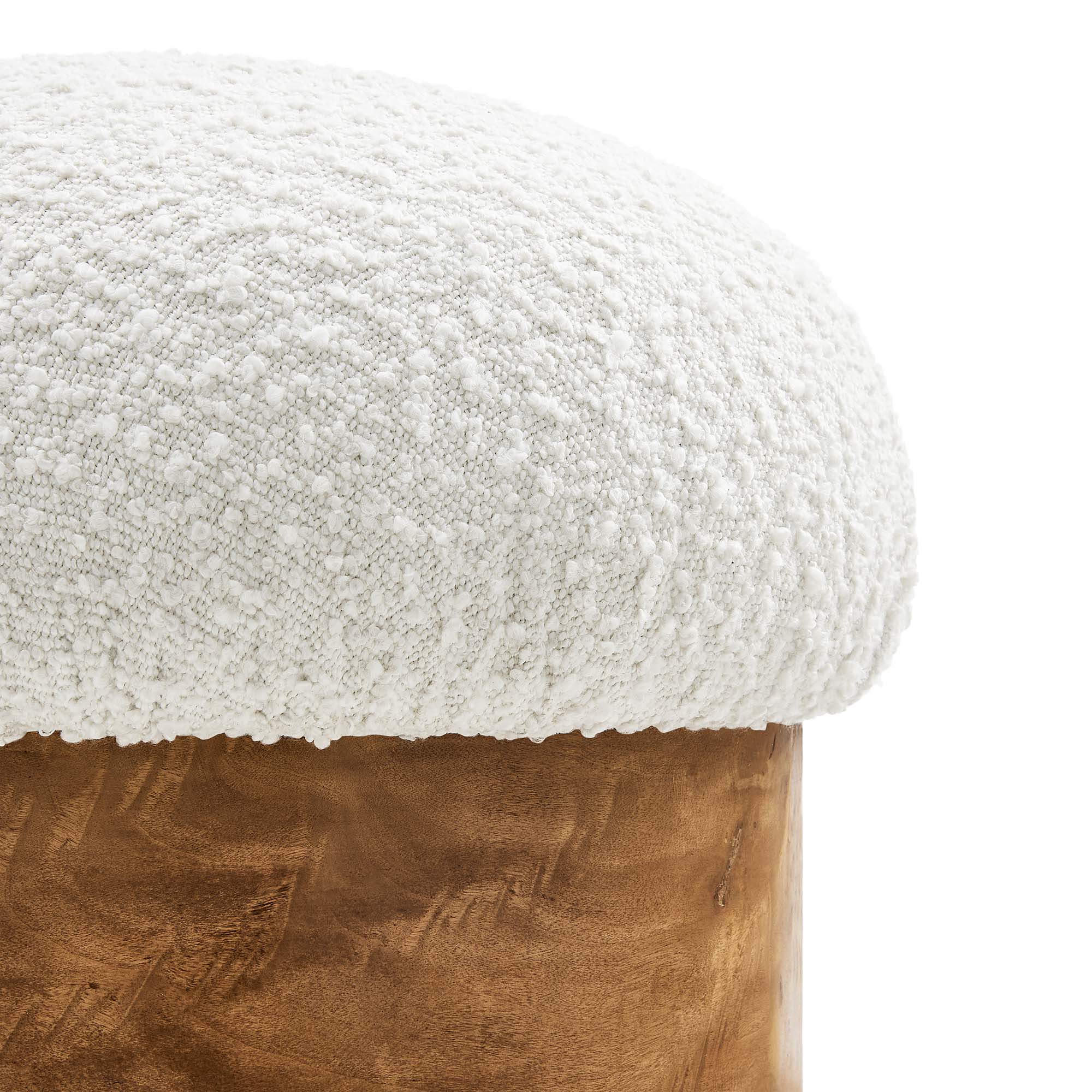 Breeze Boucle Upholstered Ottoman, Ivory Burl