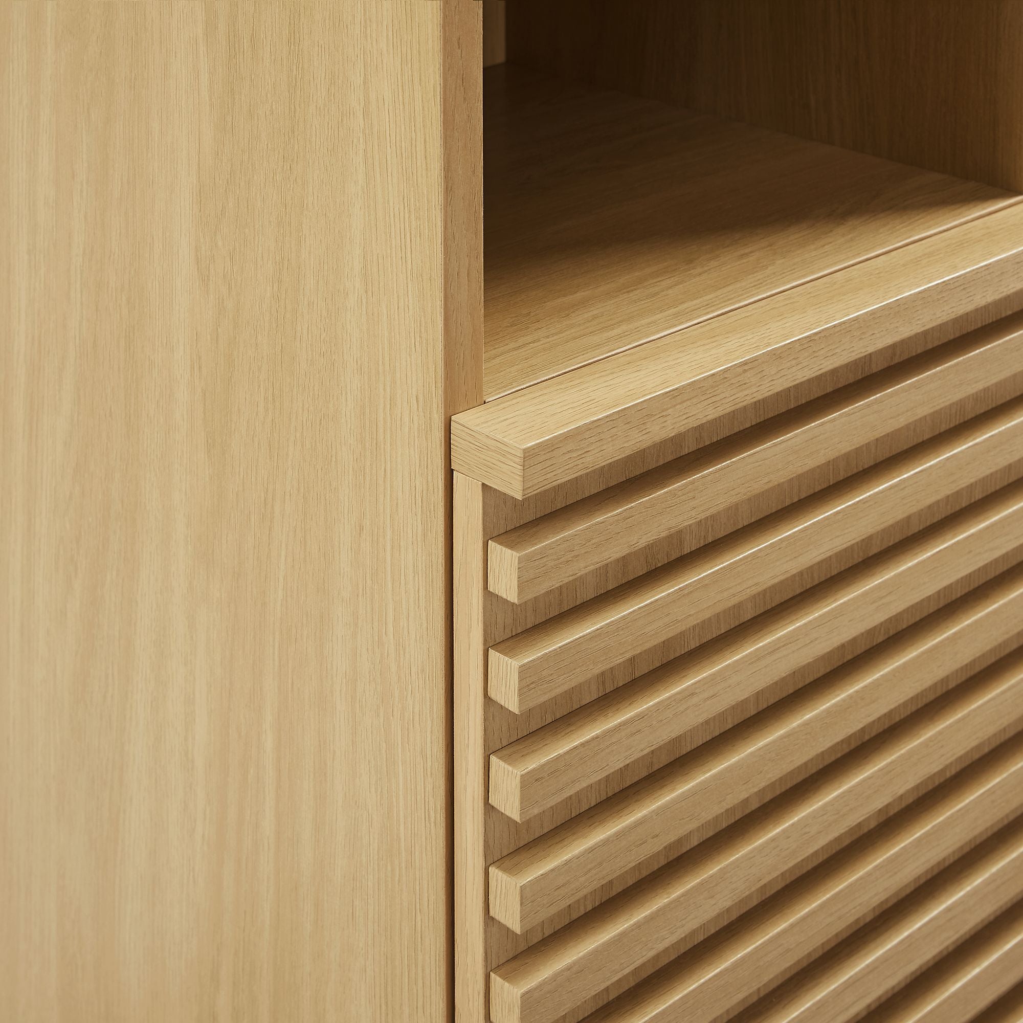 Render Tall Narrow Bathroom Storage Cabinet, Oak