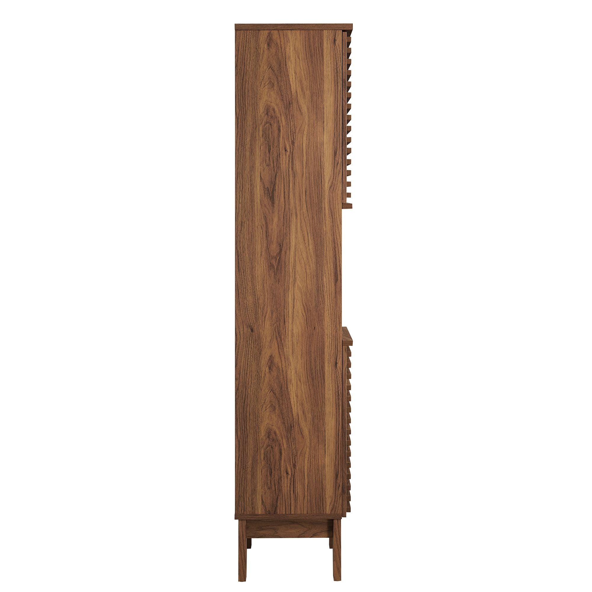 Render Tall Narrow Bathroom Storage Cabinet, Walnut