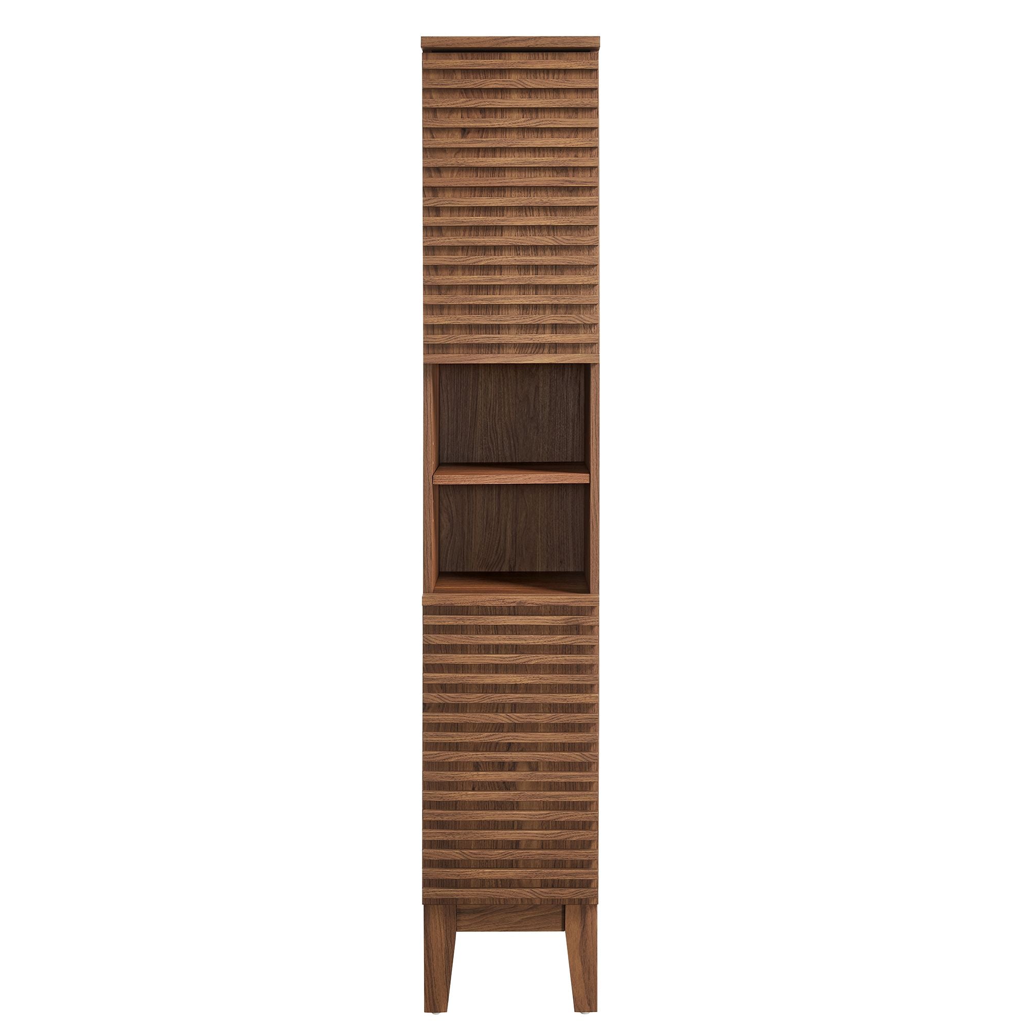 Render Tall Narrow Bathroom Storage Cabinet, Walnut