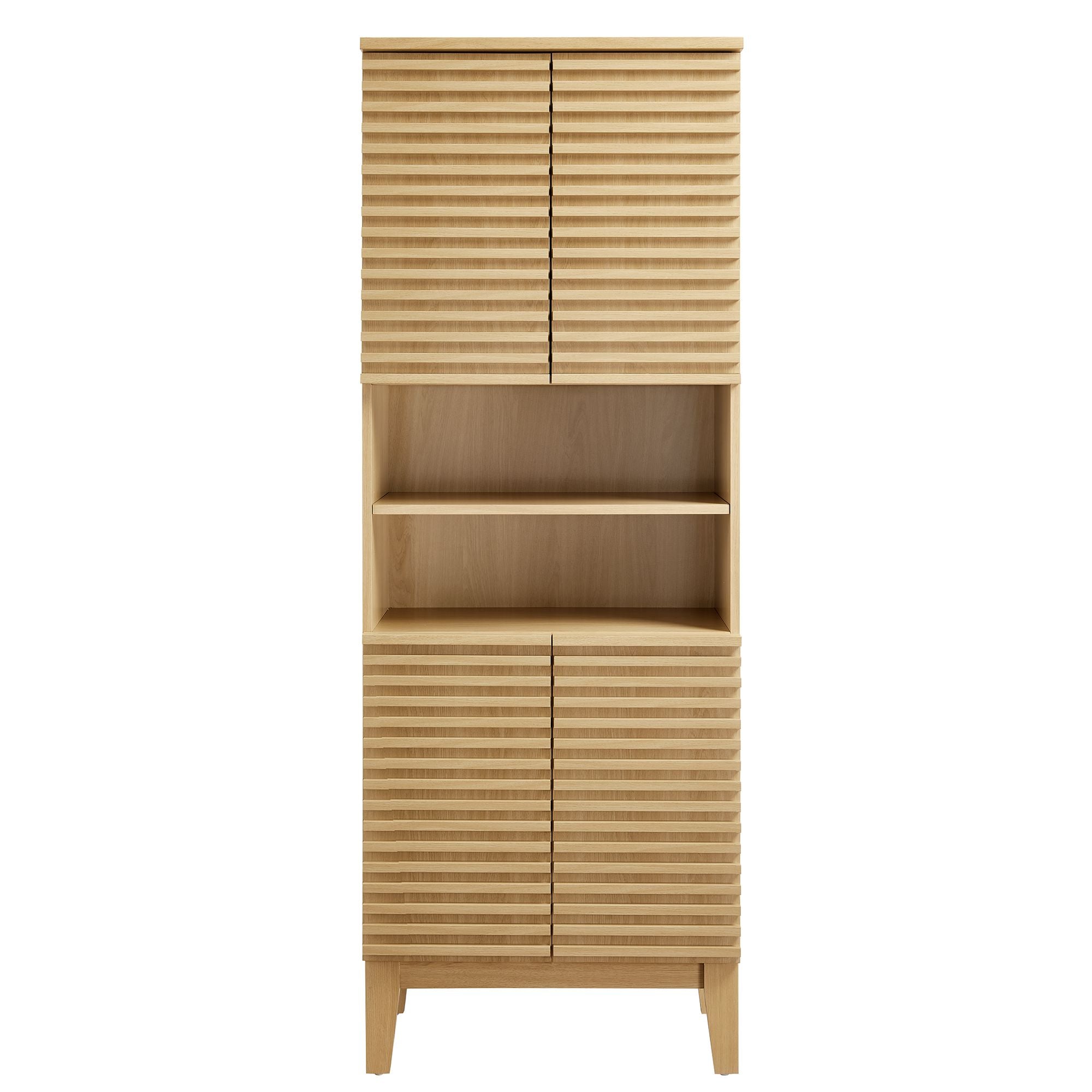 Render Tall Bathroom Storage Cabinet, Oak