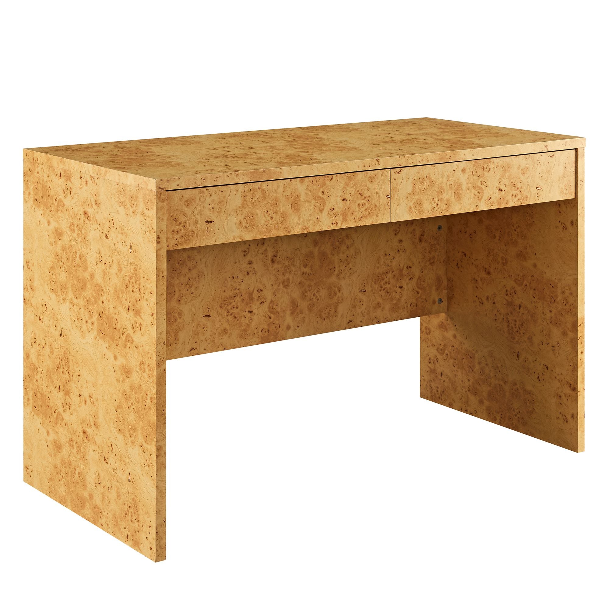 Hudson 2-Drawer Burl Wood Desk, Natural