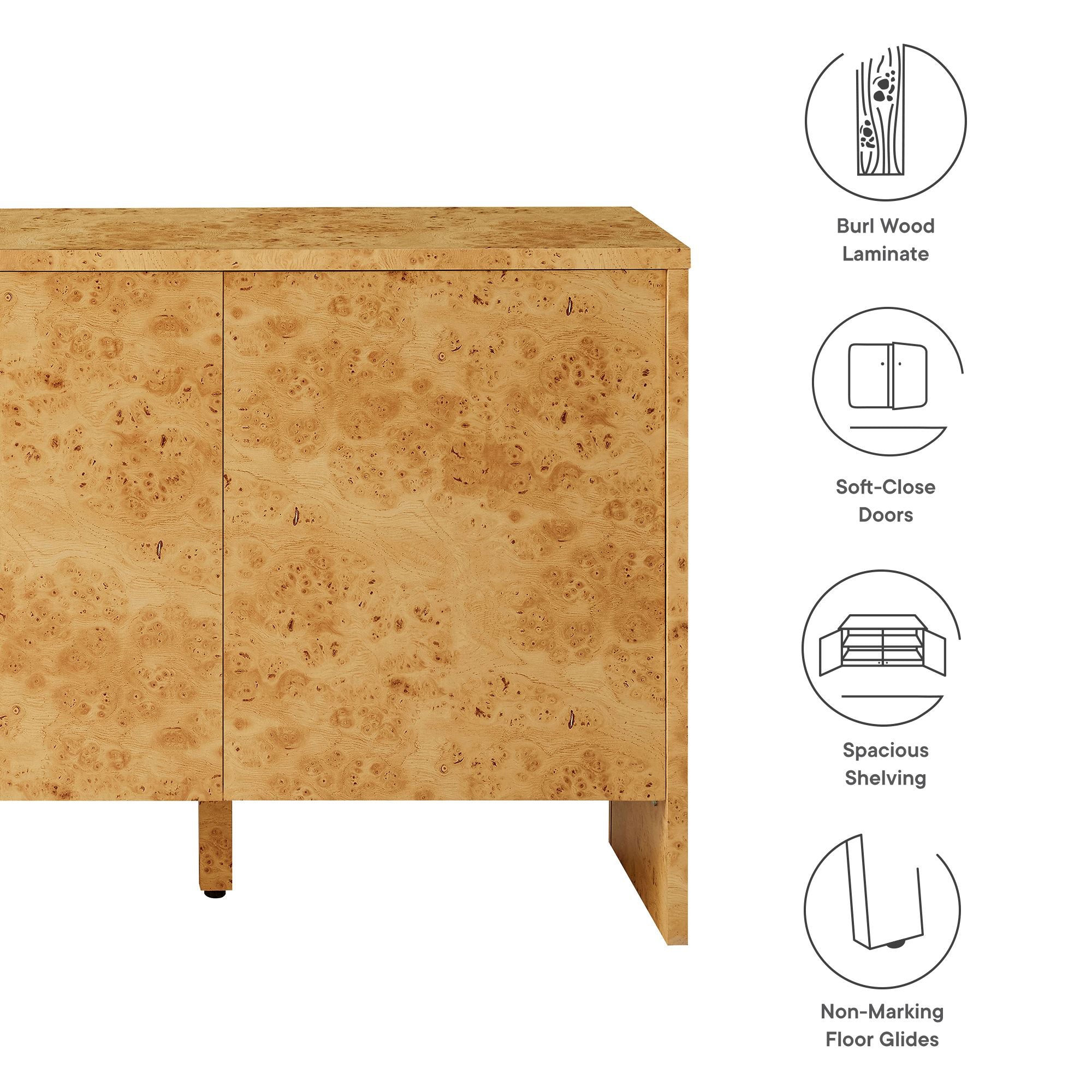 Hudson 60" Burl Wood Sideboard, Natural