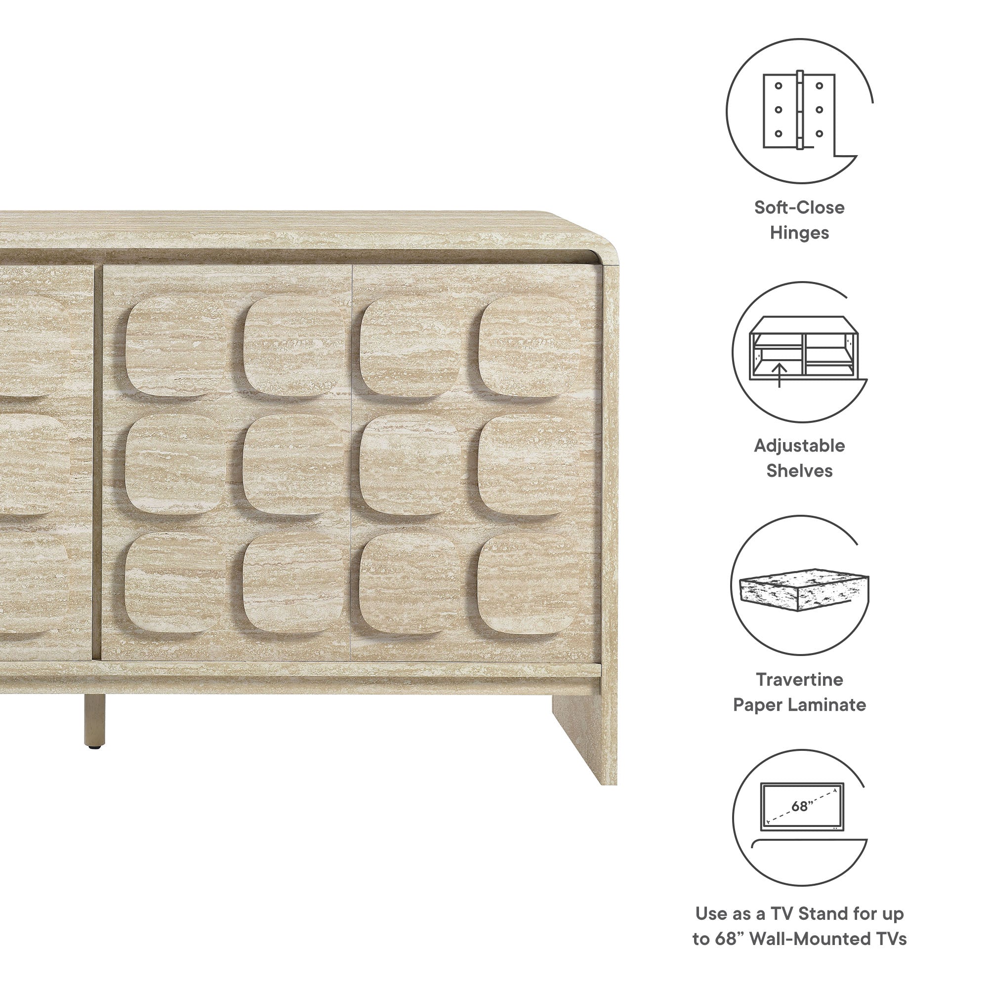 Toscana 61" Sideboard, Travertine