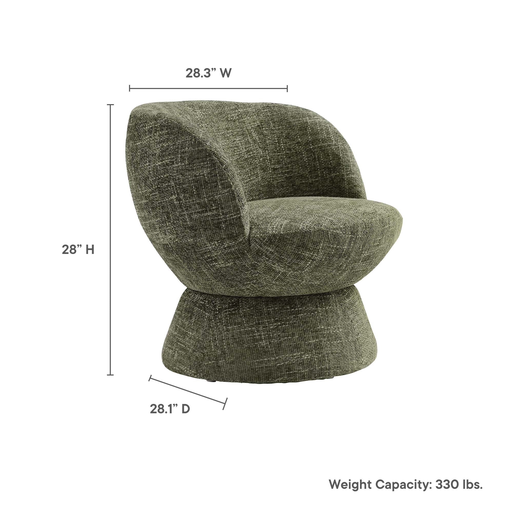 Vesta Chenille Fabric Upholstered Swivel Chair, Basil