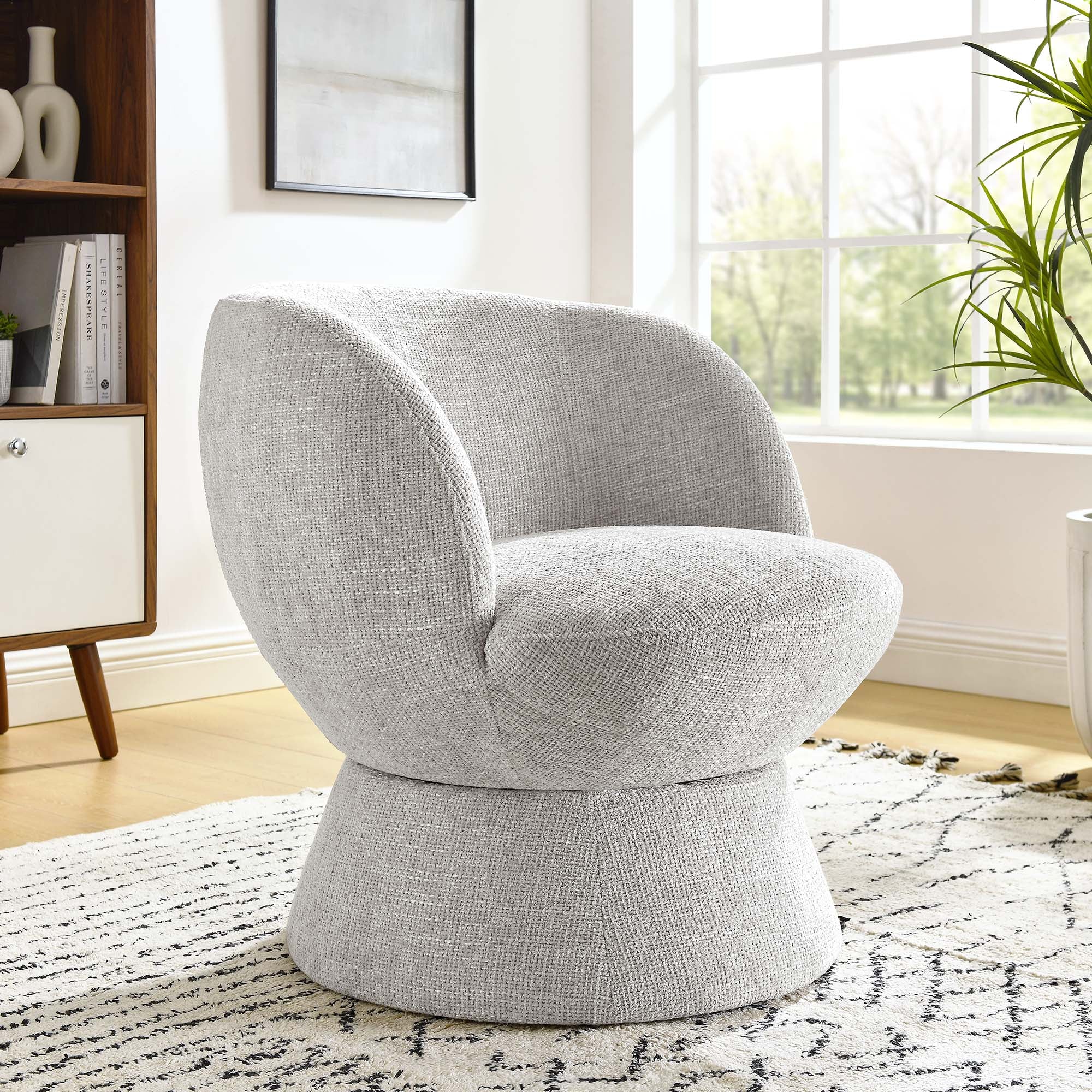 Vesta Chenille Fabric Upholstered Swivel Chair, Dove Gray