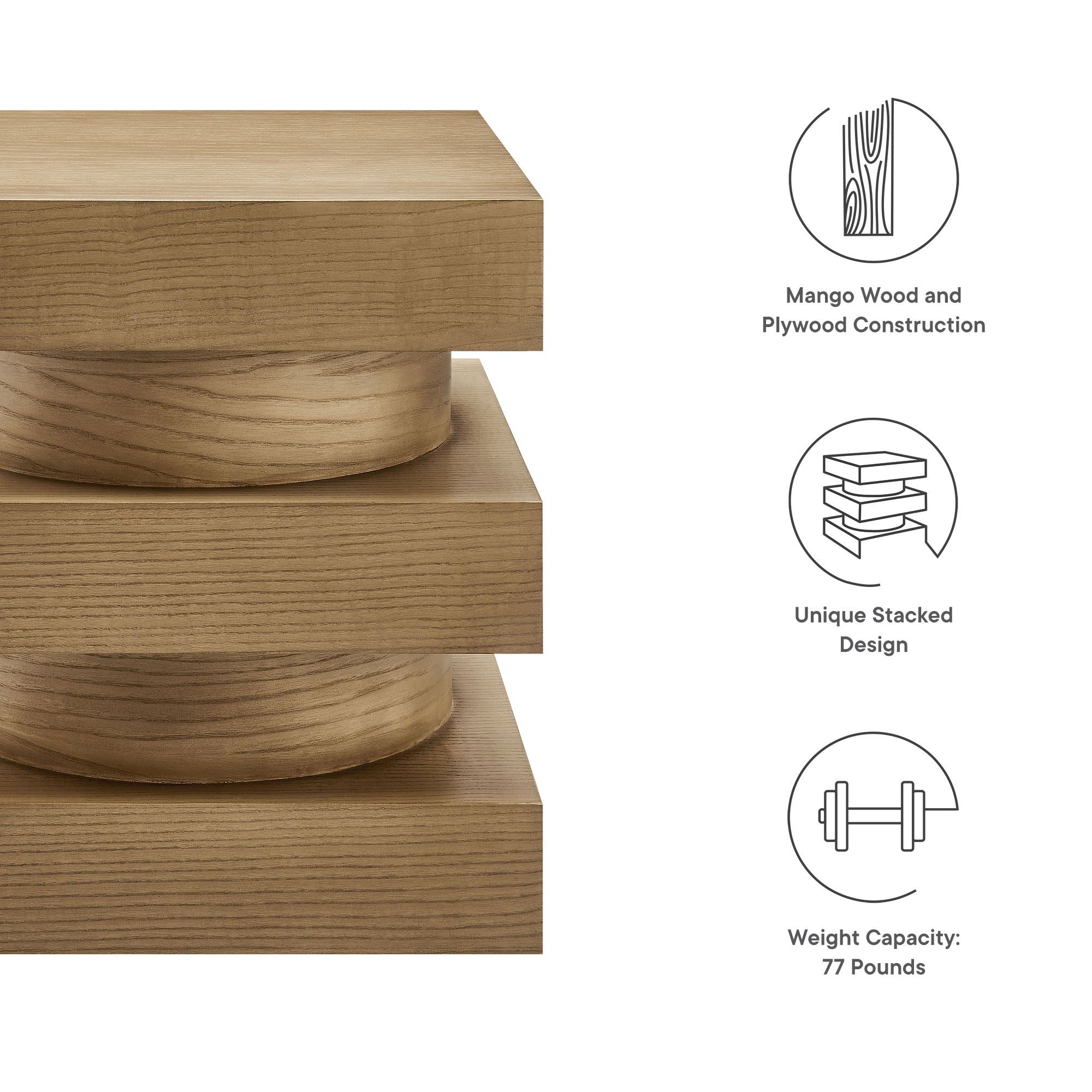 Perpetuate Totem End Table, Caramel Ash