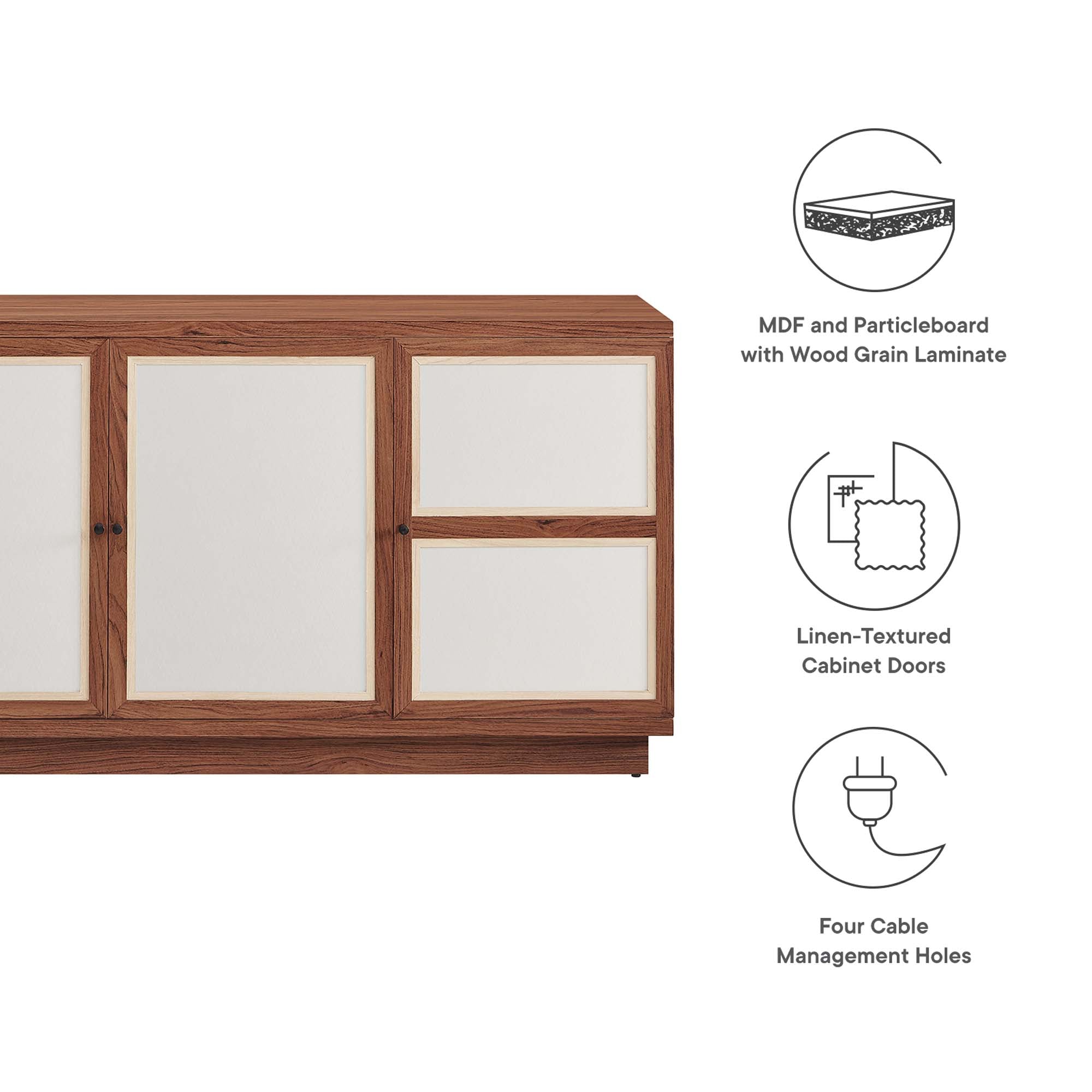 Capri 63" Wood Grain TV Console, Walnut