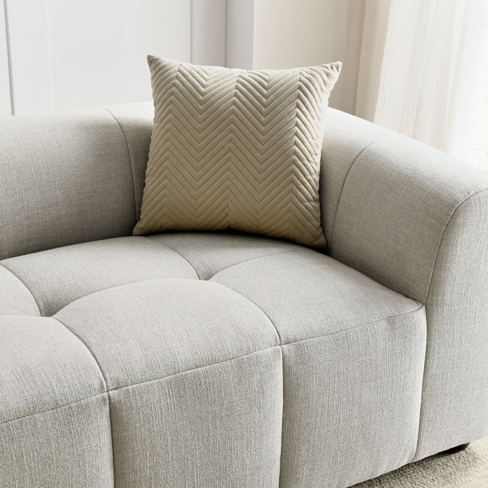 Liana Upholstered Fabric Sofa, Linen