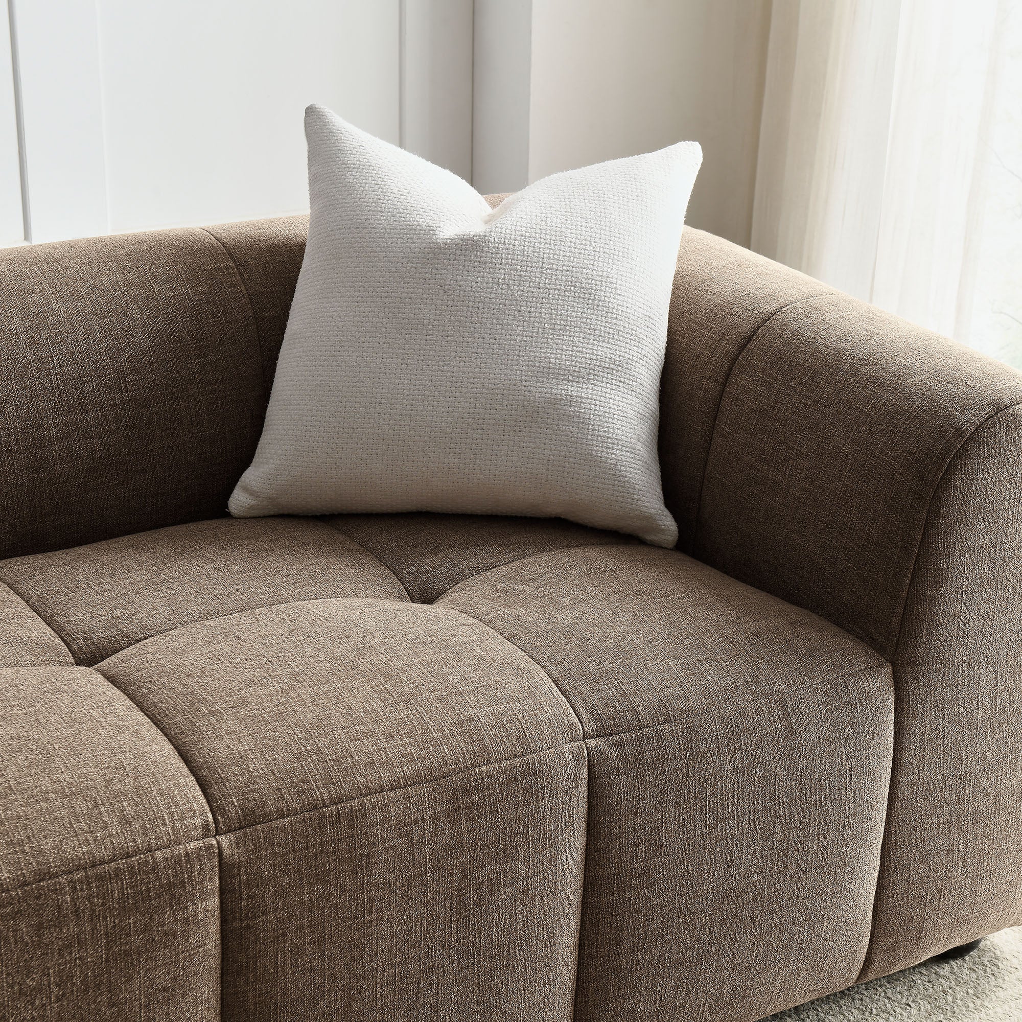 Liana Upholstered Fabric Sofa, Mocha