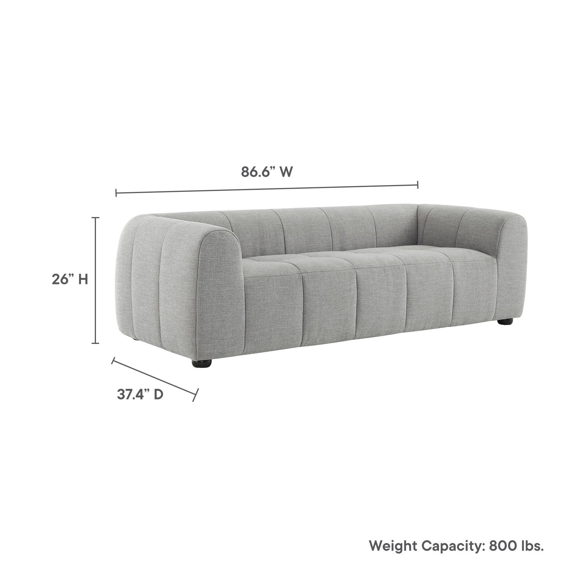 Liana Upholstered Fabric Sofa, Pewter