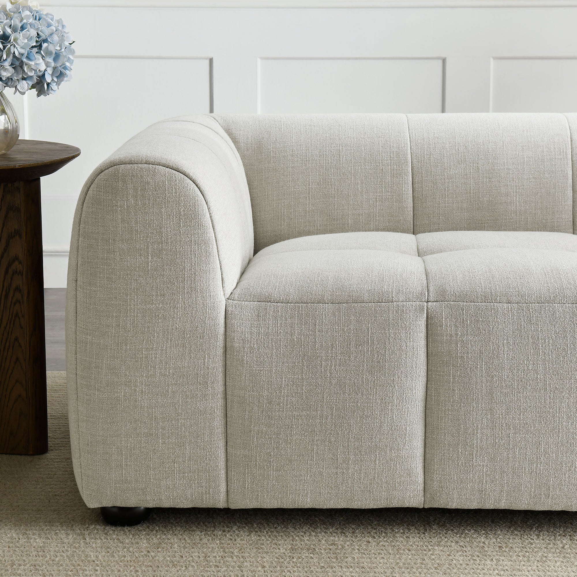 Liana Upholstered Fabric Loveseat, Linen