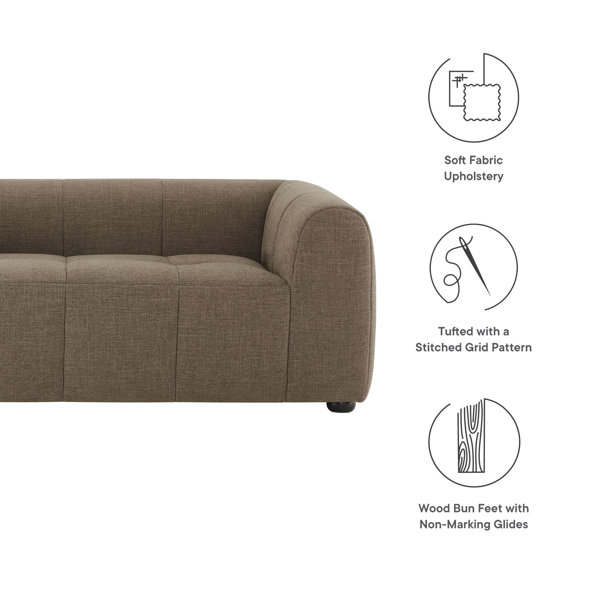 Liana Upholstered Fabric Loveseat, Mocha