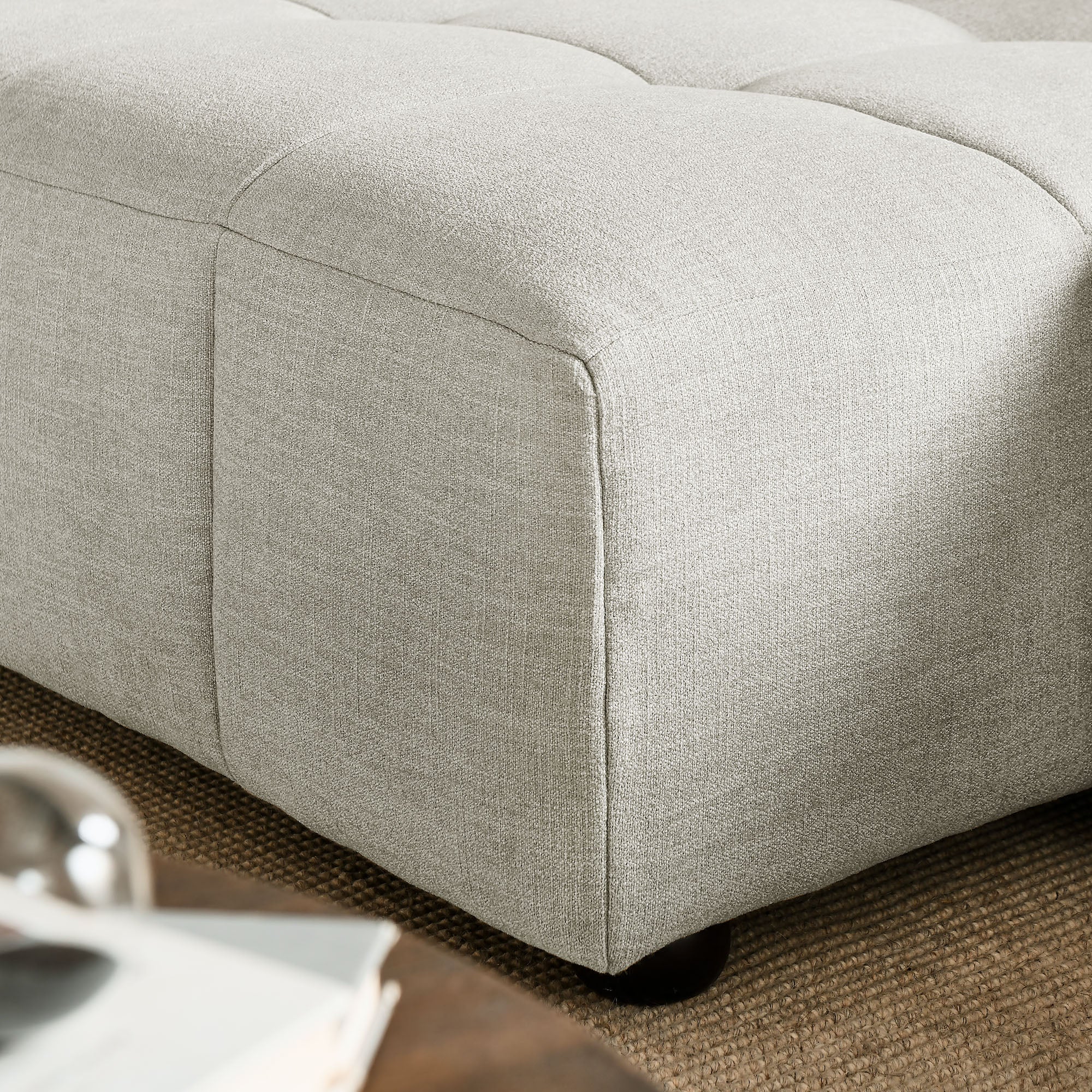 Liana Left-Facing Upholstered Fabric Modular Sofa with Chaise, Linen