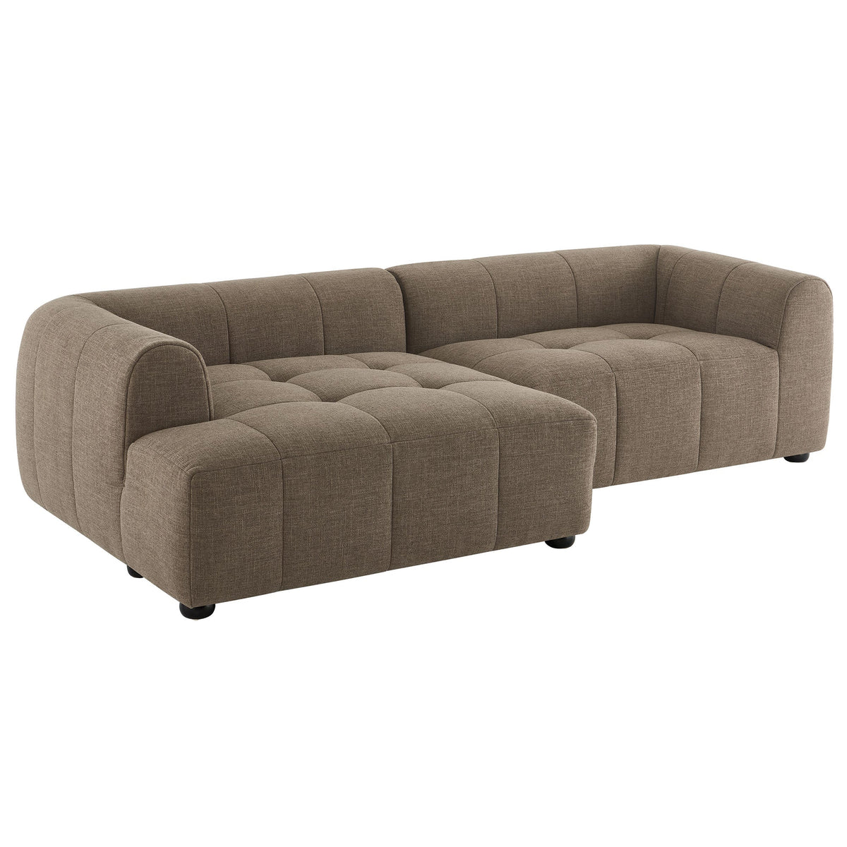 Liana Left-Facing Upholstered Fabric Modular Sofa with Chaise, Mocha