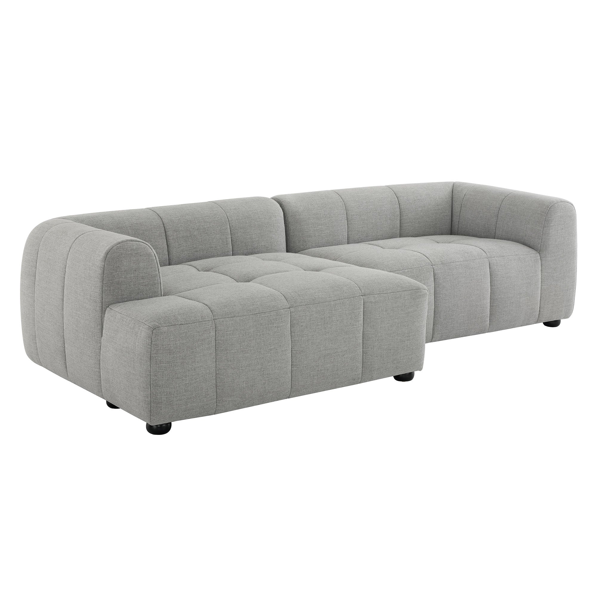 Liana Left-Facing Upholstered Fabric Modular Sofa with Chaise, Pewter