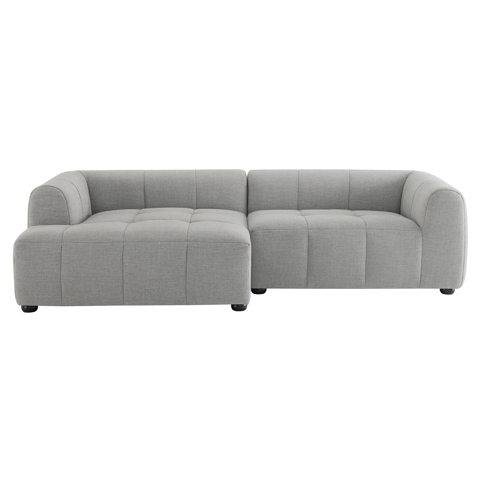 Liana Left-Facing Upholstered Fabric Modular Sofa with Chaise, Pewter
