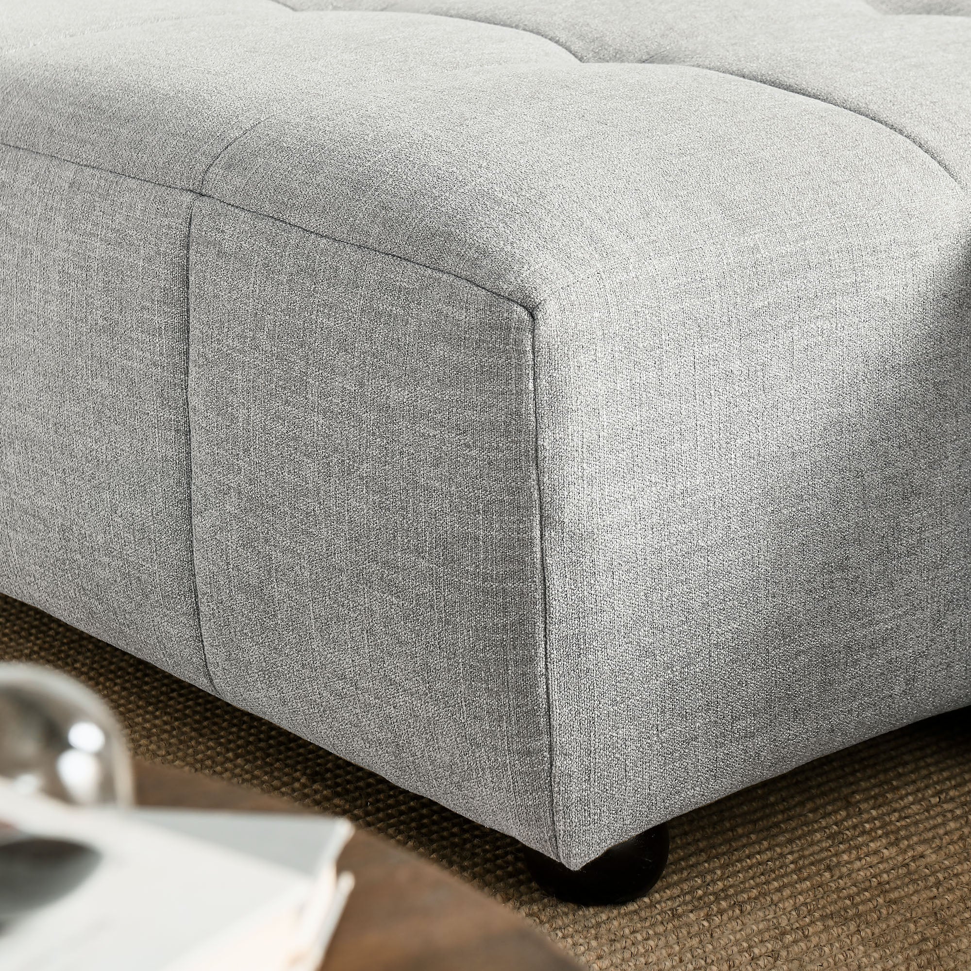 Liana Left-Facing Upholstered Fabric Modular Sofa with Chaise, Pewter