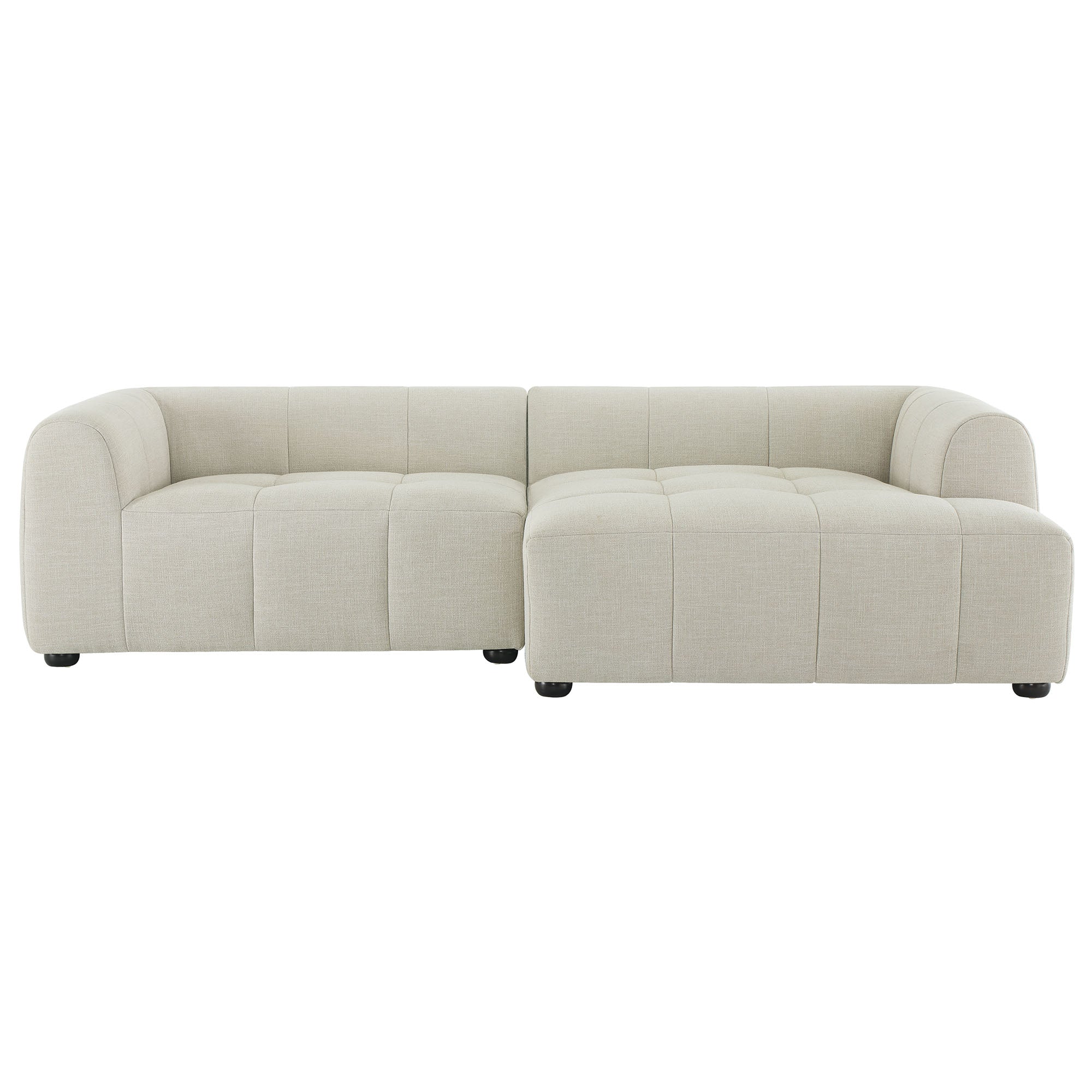 Liana Right-Facing Upholstered Fabric Modular Sofa with Chaise, Linen