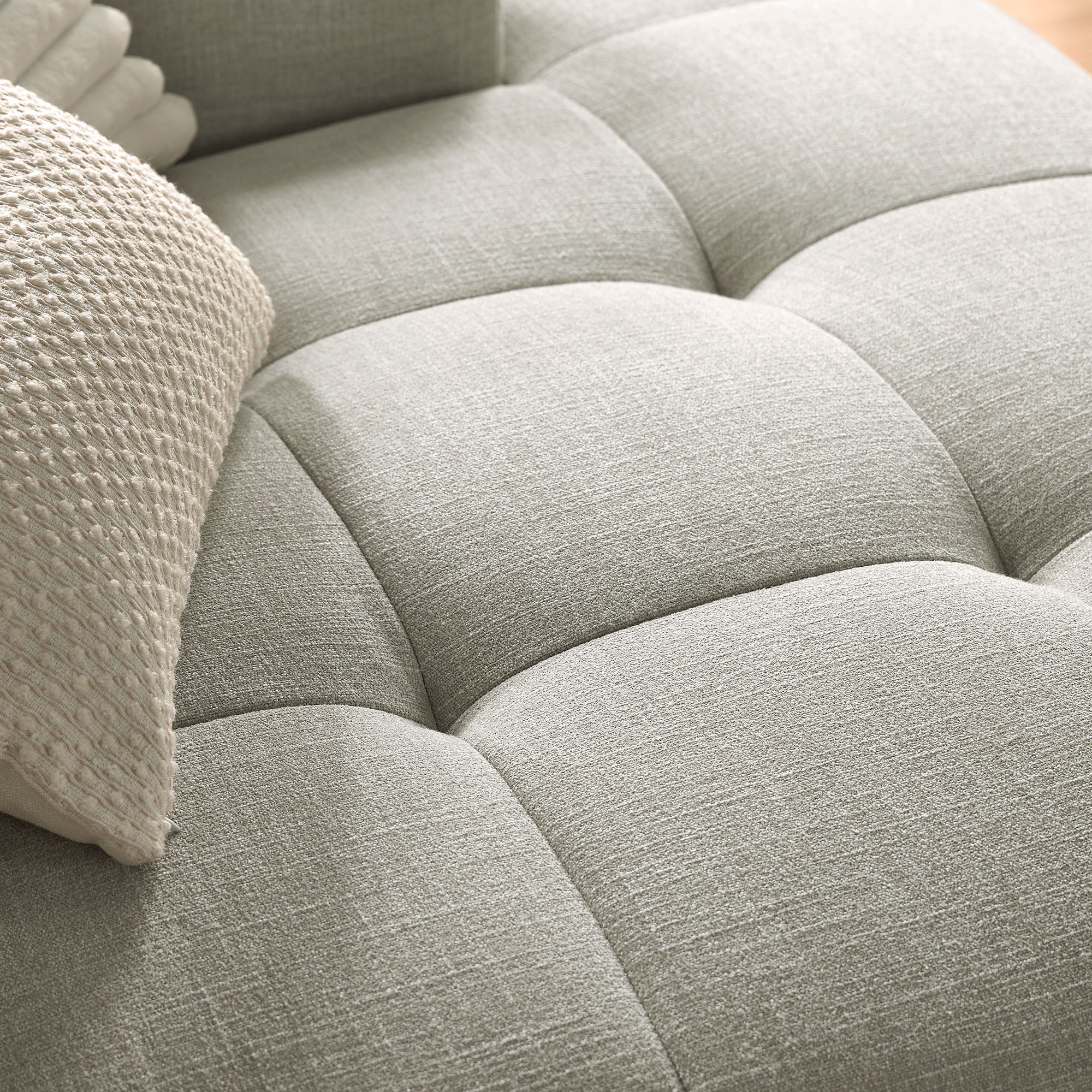 Liana Right-Facing Upholstered Fabric Modular Sofa with Chaise, Linen