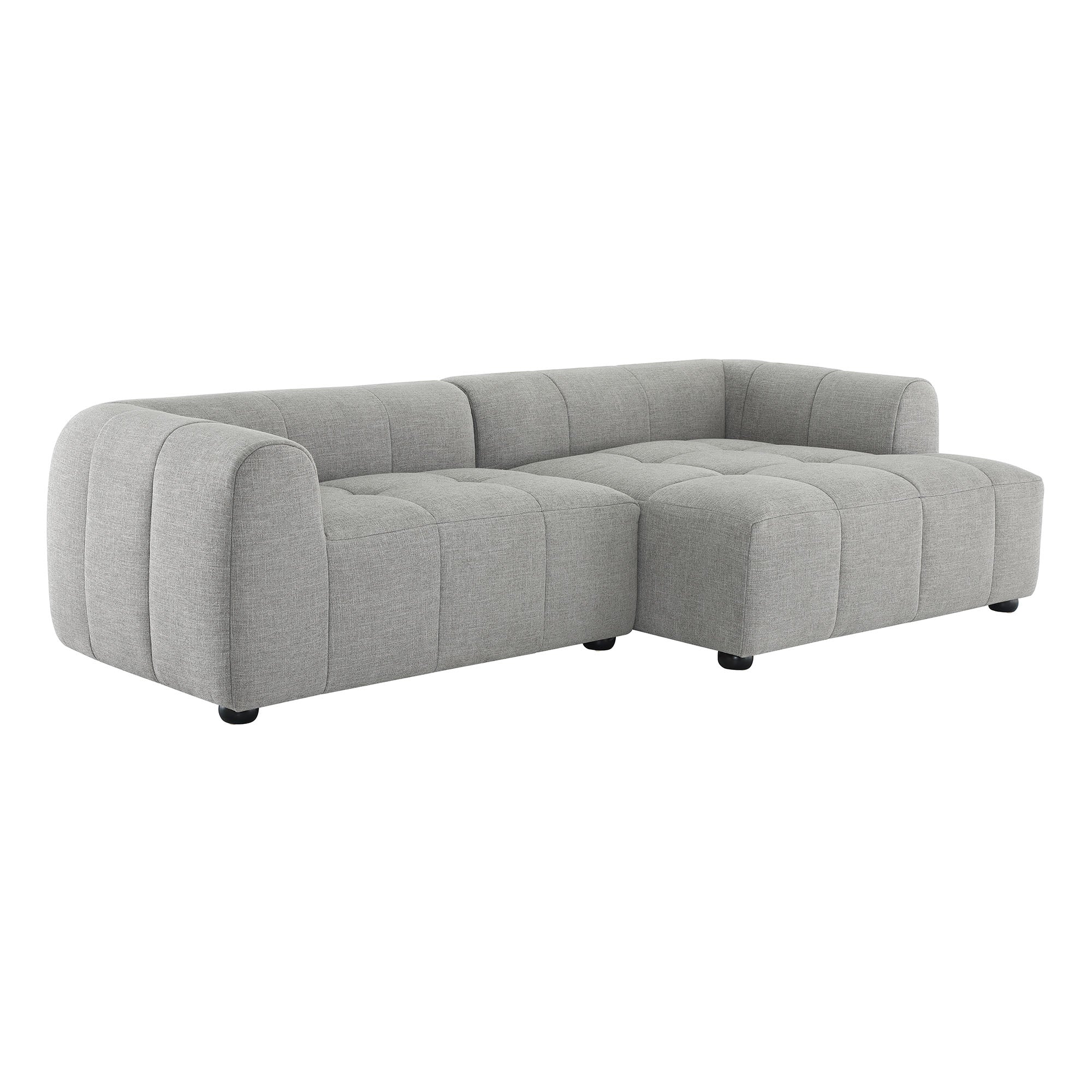 Liana Right-Facing Upholstered Fabric Modular Sofa with Chaise, Pewter