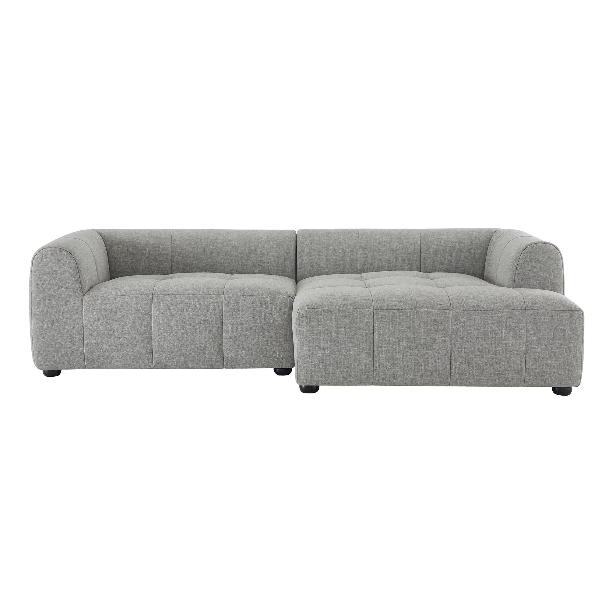 Liana Right-Facing Upholstered Fabric Modular Sofa with Chaise, Pewter