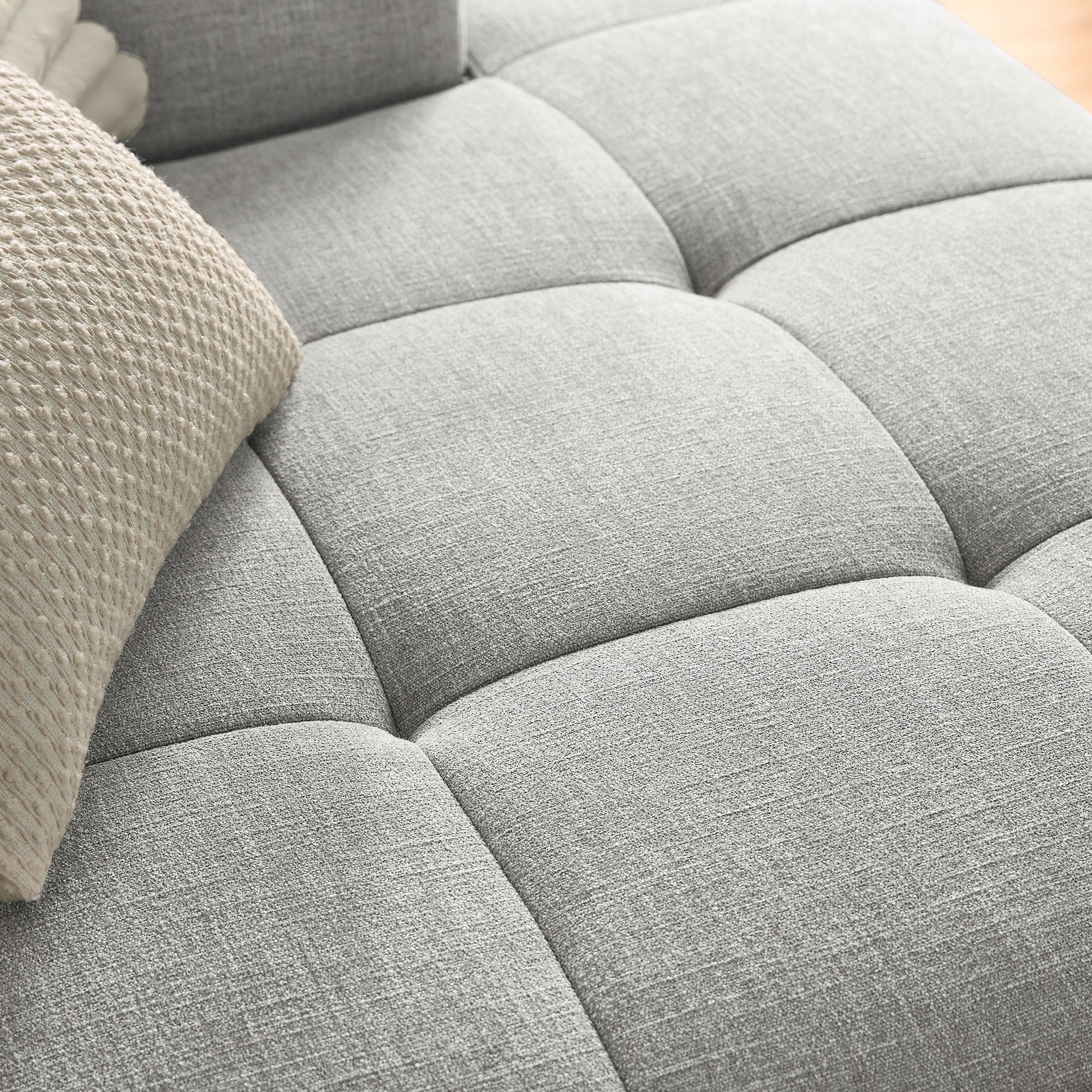 Liana Right-Facing Upholstered Fabric Modular Sofa with Chaise, Pewter