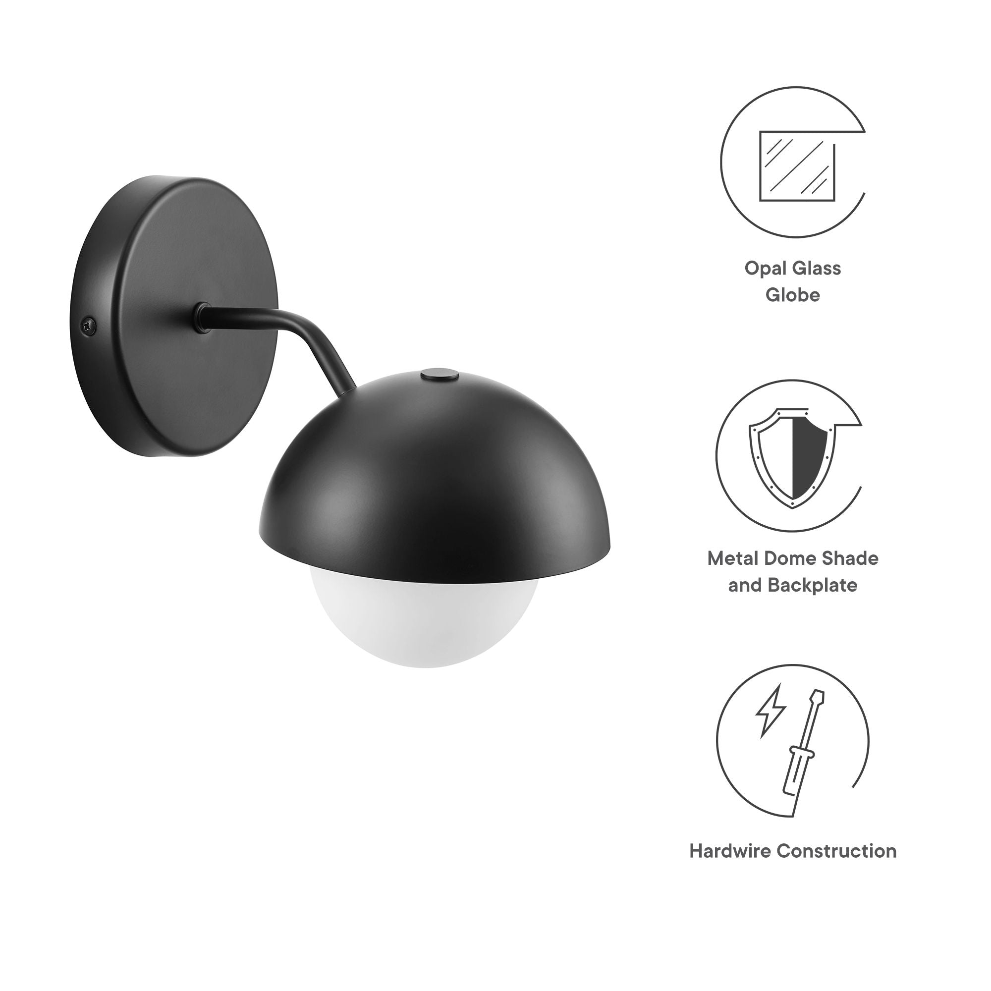 Eclipse Globe Wall Sconce, Black
