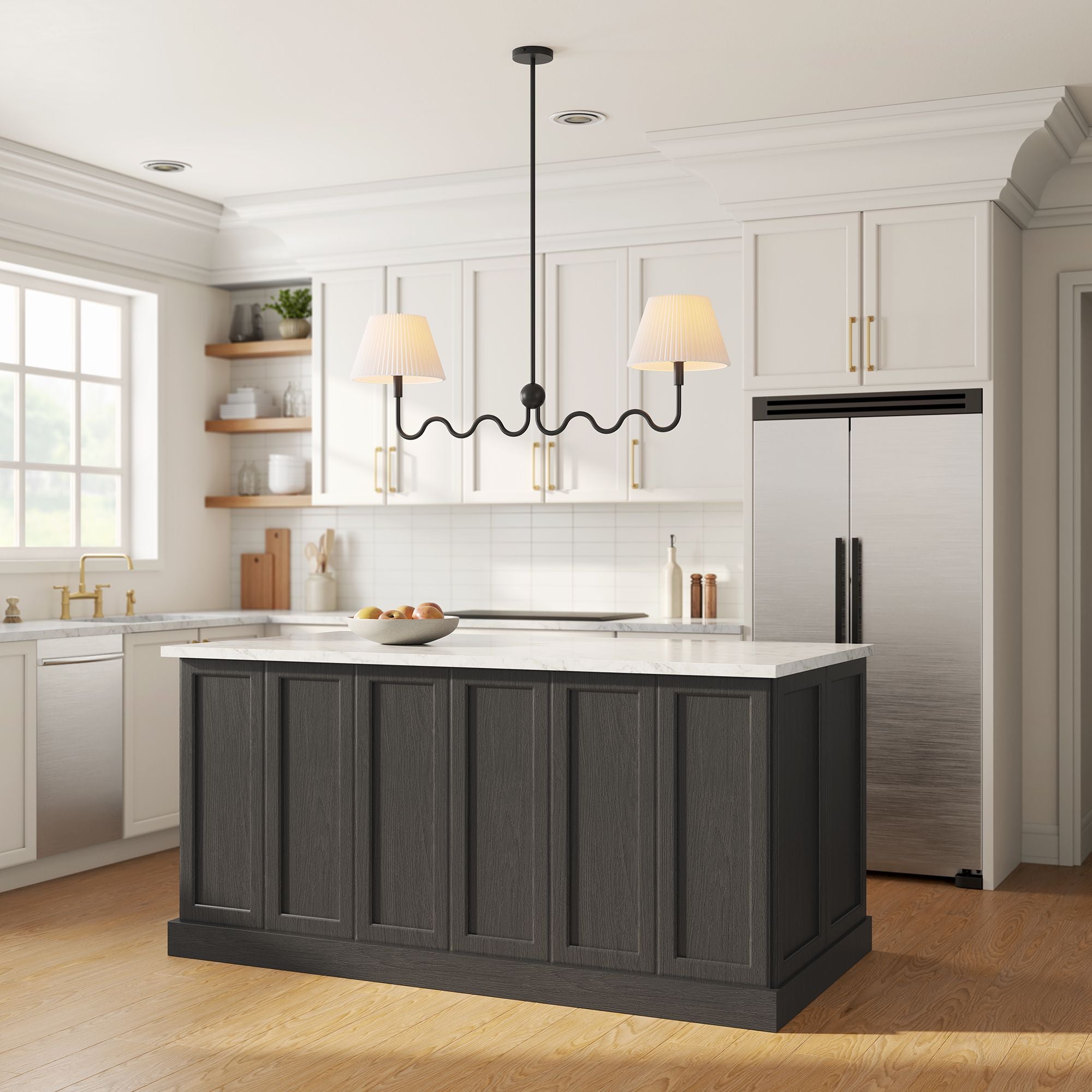 Wave Squiggle 2-Arm Pendant Light, Black