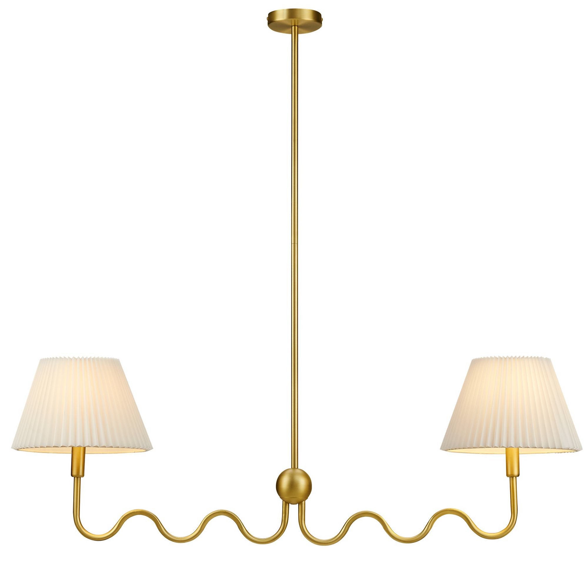 Wave Squiggle 2-Arm Pendant Light, Brass